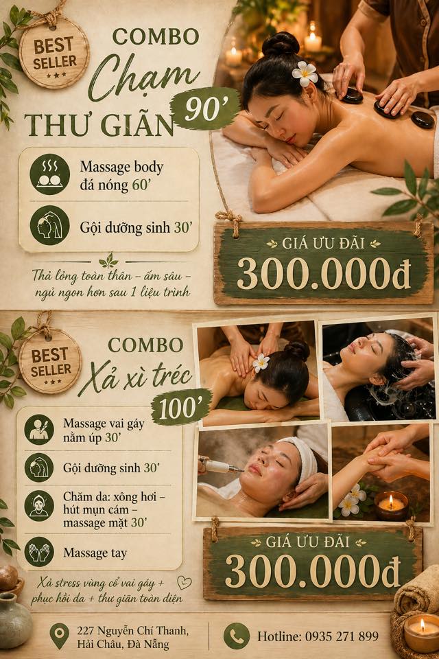 Mầm Spa & Wellness- Gội đầu dưỡng sinh, trị liệu vai gáy, massage thư giãn Facebook ad: 2 COMBO BEST SELLER, ĐỒNG GIÁ 300K!