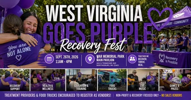 The Hope Dealer Project Facebook ad: West Virginia Goes Purple Recovery Fest: Embracing Hope…