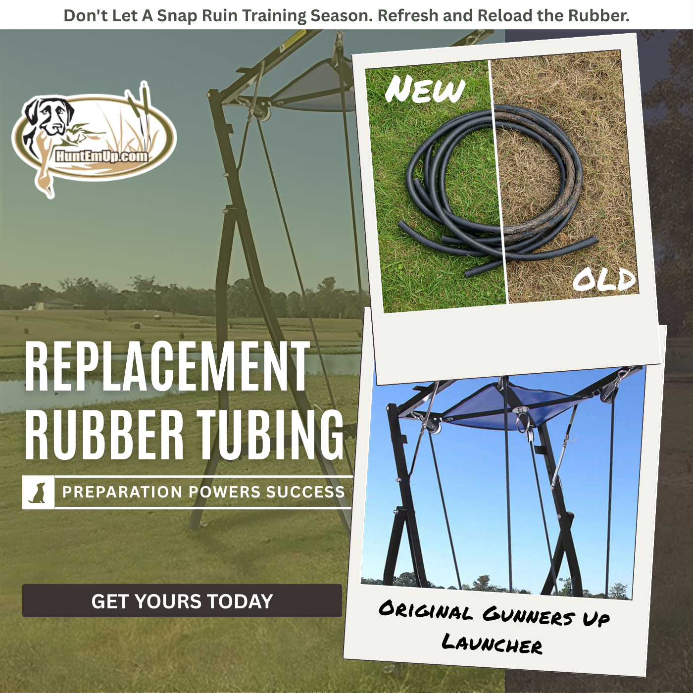 HuntEmUp.com Facebook ad: Replacement Rubber Tubing for Bird Launchers