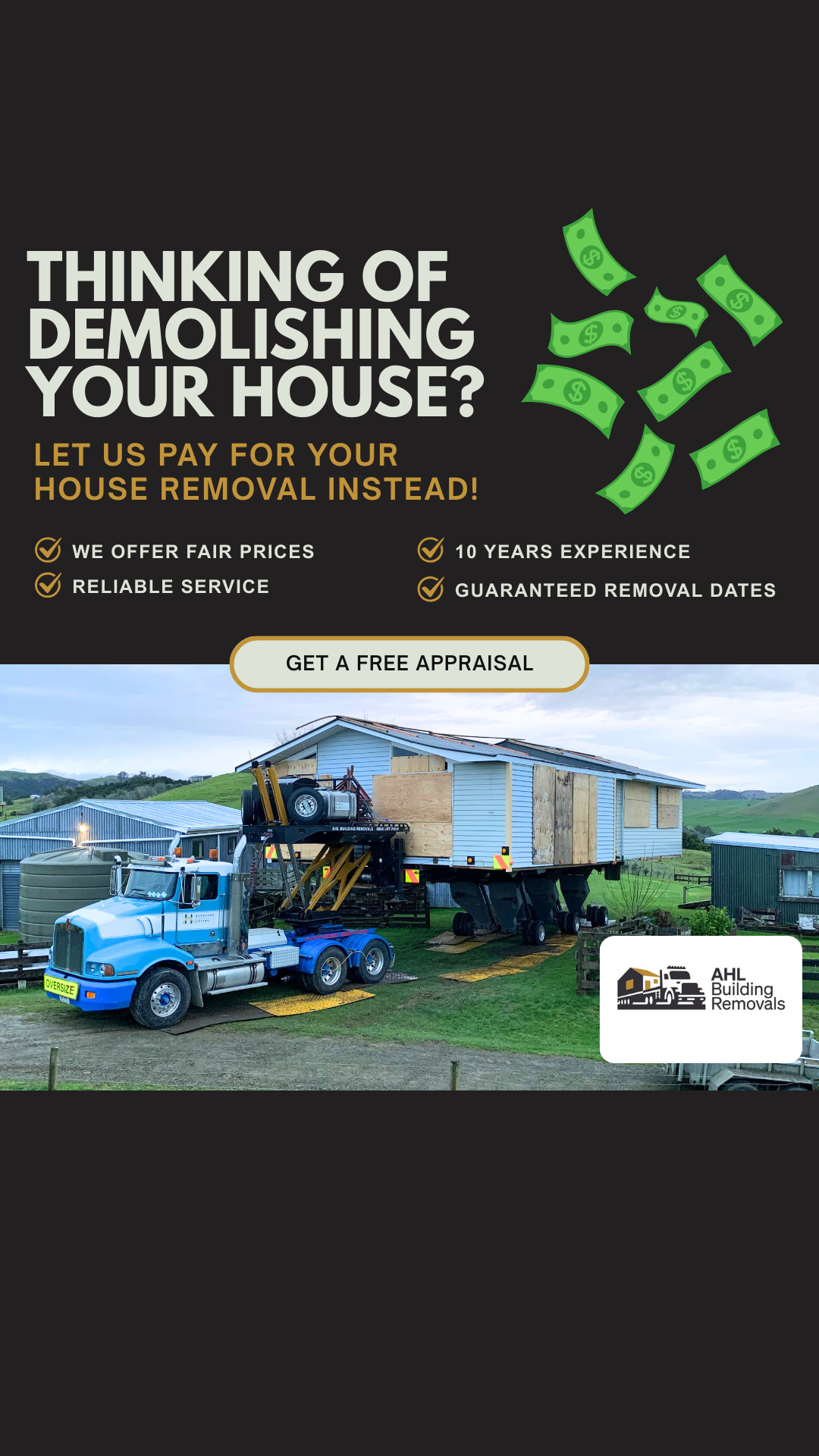AHL Building Removals Facebook ad from May 15, 2026