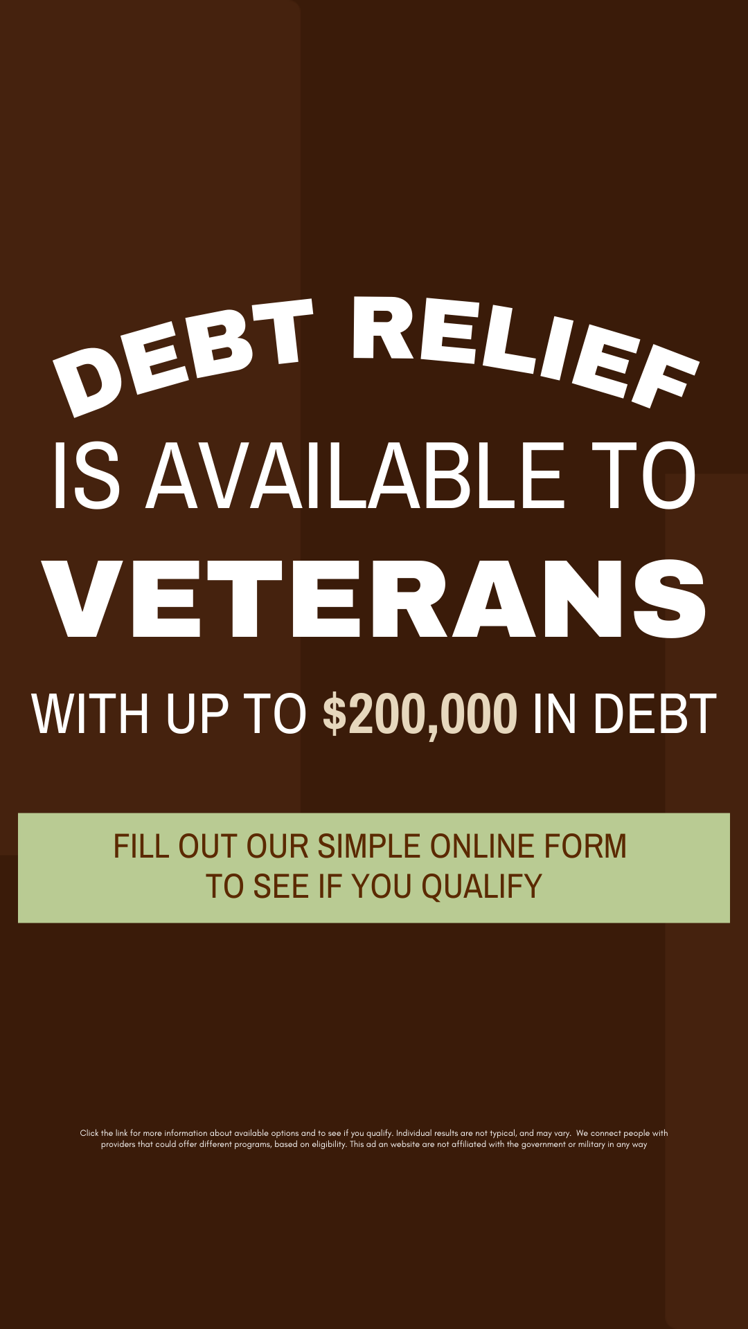 Veteran Debt Assistance Facebook ad