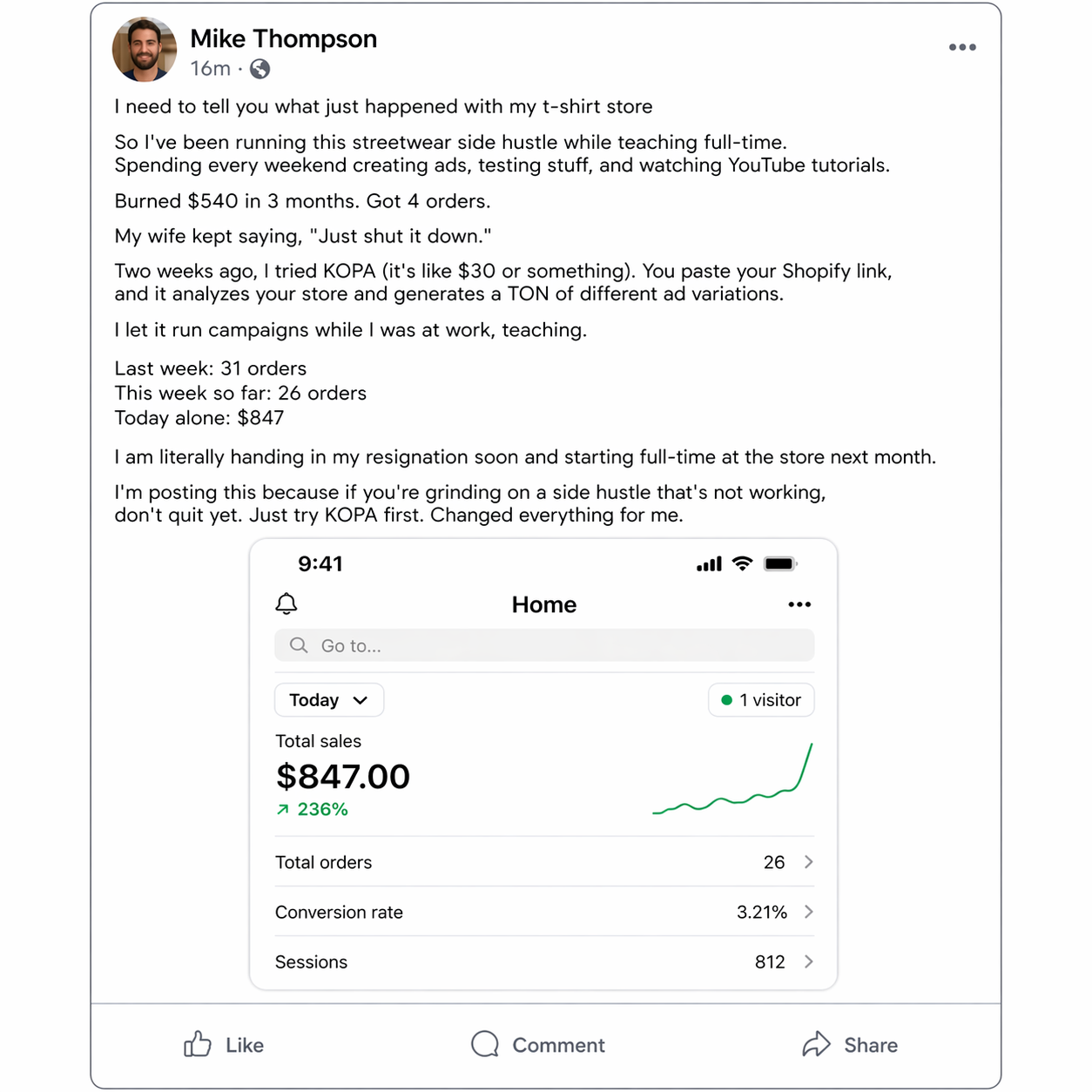 kopa.ai Facebook ad