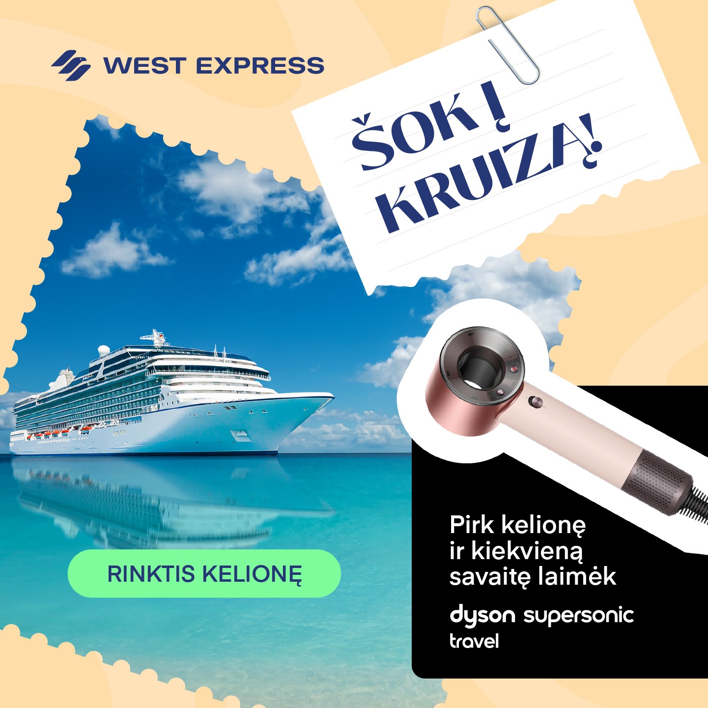 West Express Facebook ad: Šok į kruizą!