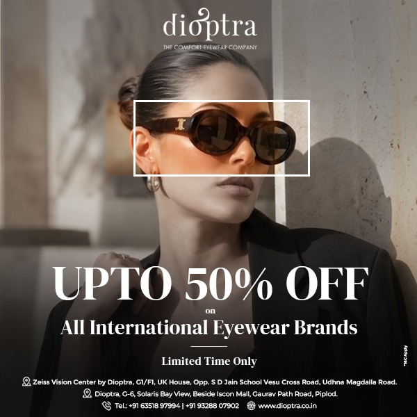Dioptra - The Comfort Eyewear Company Facebook ad: Up to 50% OFF on Premium Eyewear