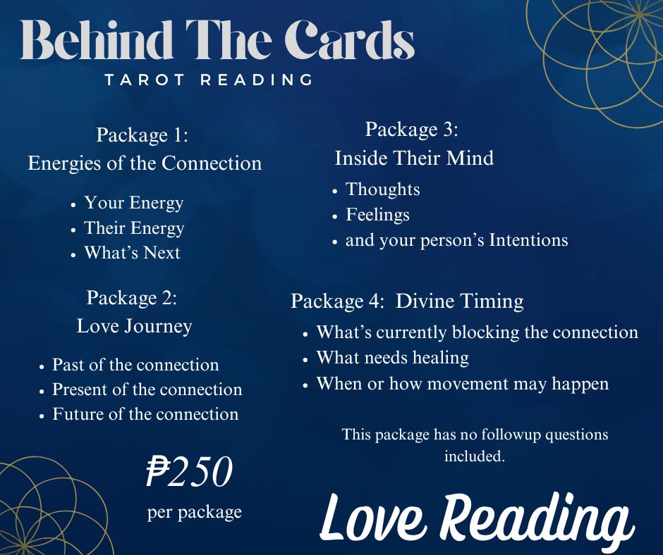 Behind The Cards - Tarot Reading PH Facebook ad: TAROT READING RATES & PACKAGES