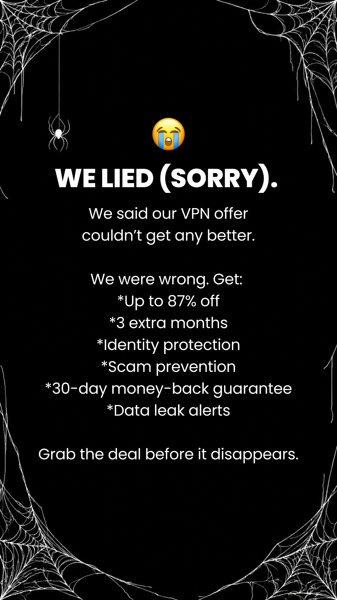 Surfshark Facebook ad: Surfshark up to 87% off + 3 months extra
