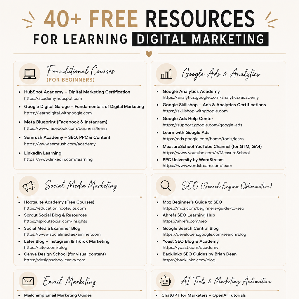 Grown Up Income Facebook ad: Save hours of searching. Access 40+ FREE digital marketing…