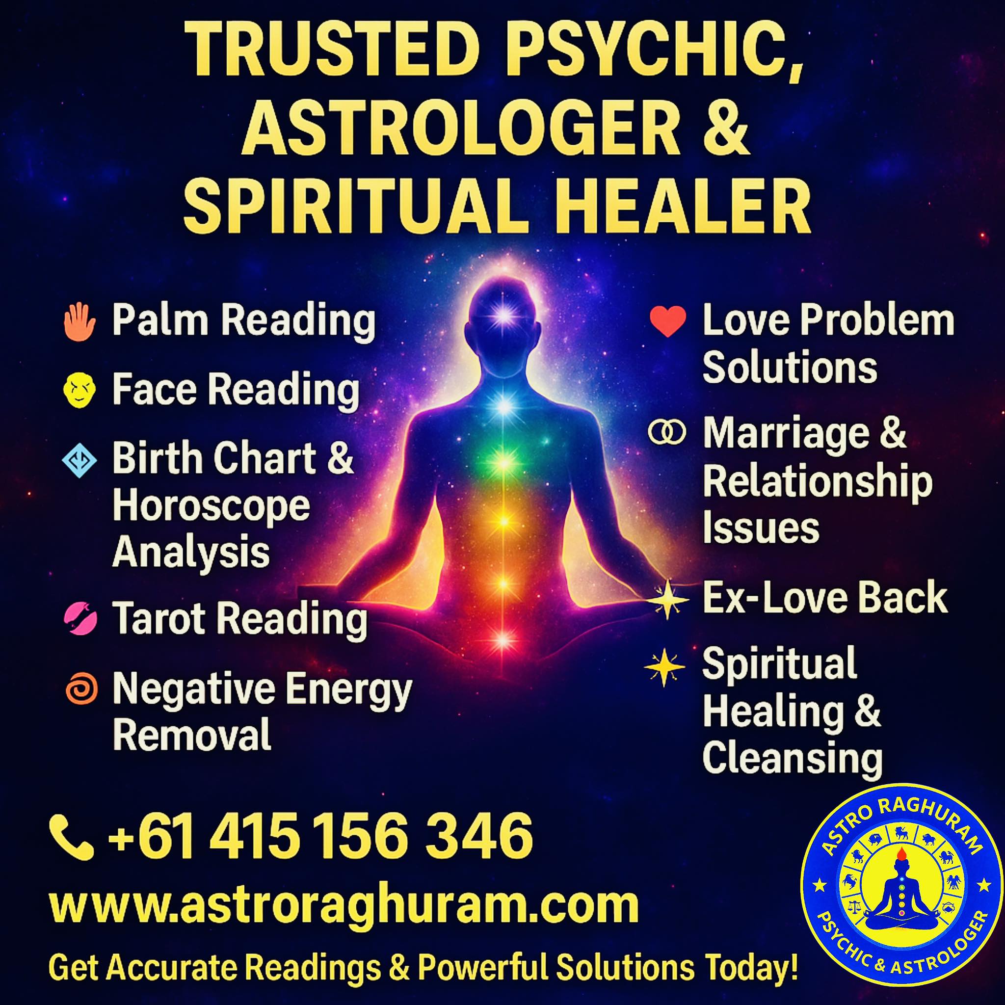 Astrologer Raghuram - Psychic & Spiritual Healer in Melbourne Facebook ad