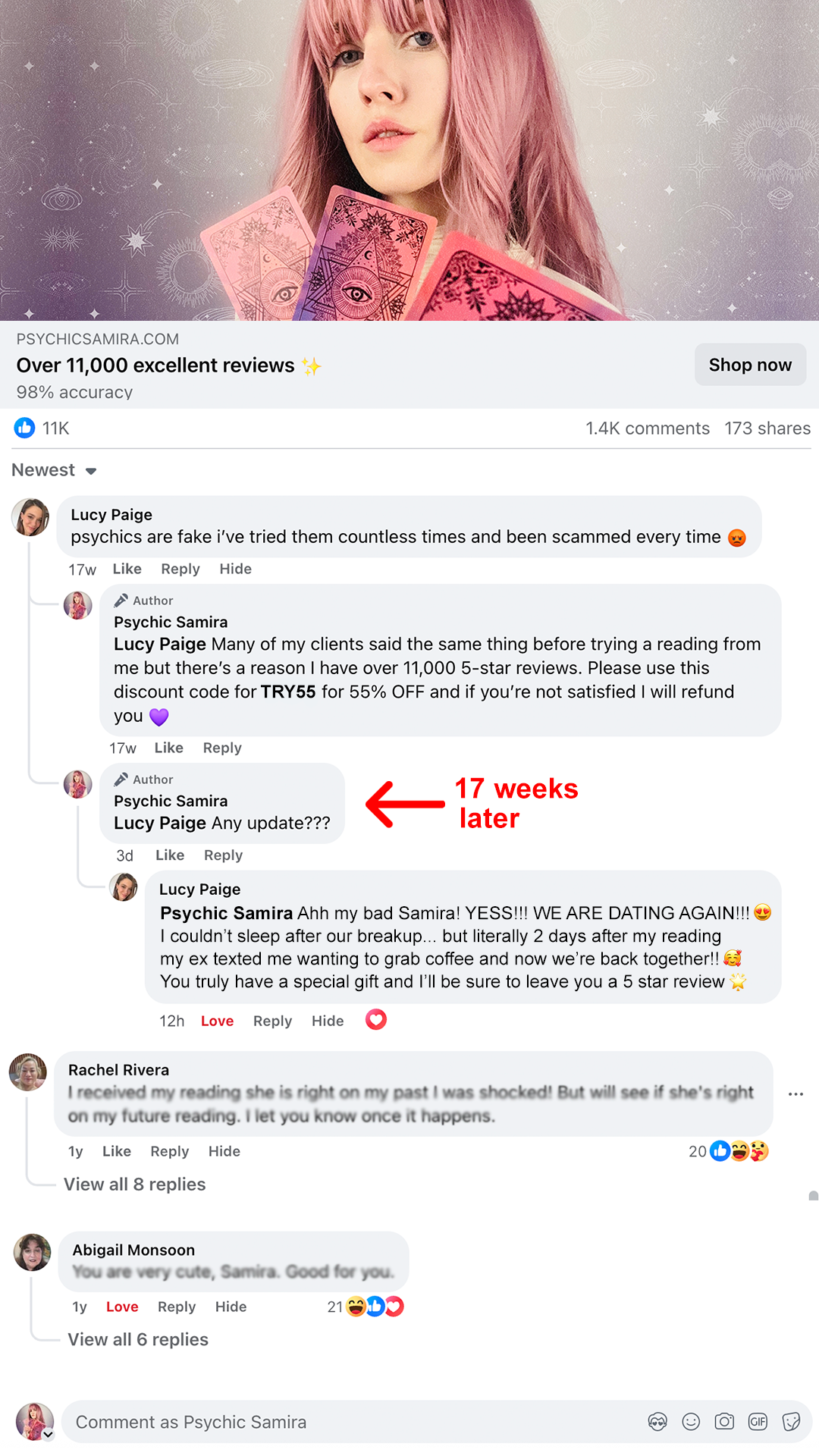 Psychic Samira Facebook ad