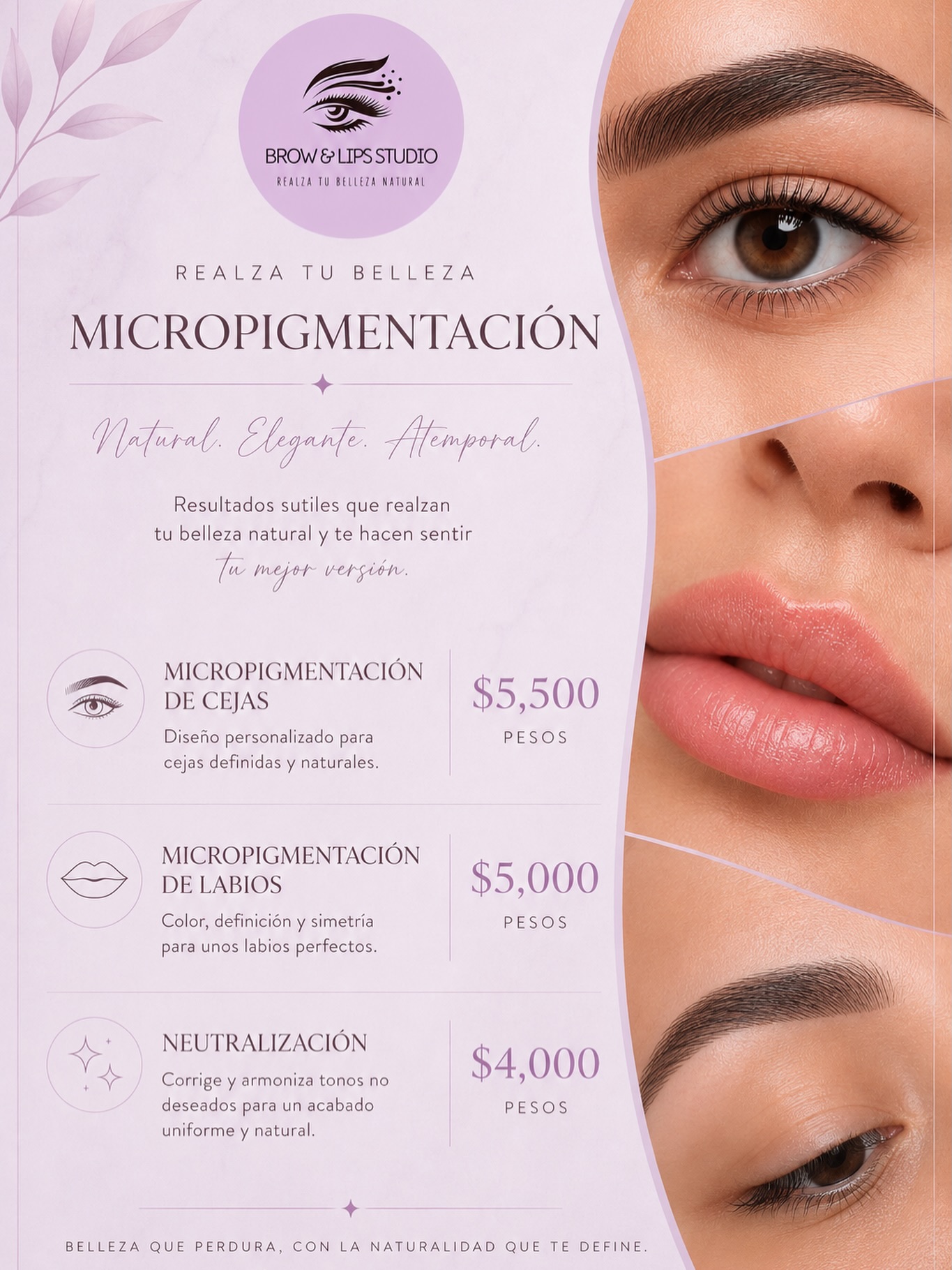 brow.lipsstudio Facebook ad: Realza tu belleza con resultados naturales y elegantes