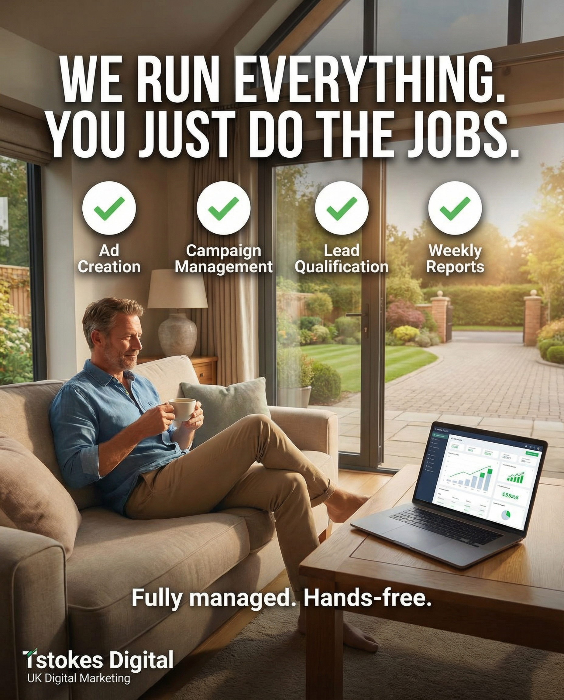 Tstokes Digital Facebook ad: We Run Everything. You Just Do the Jobs.