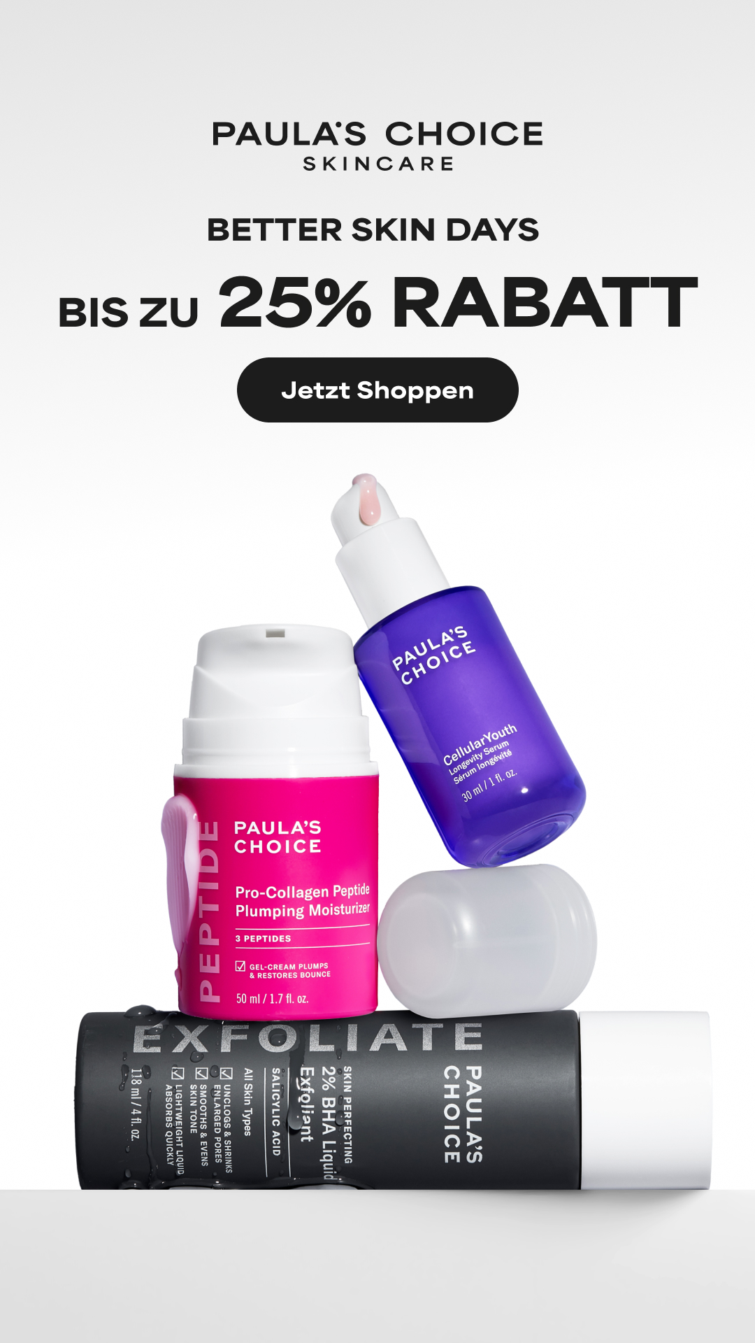 Paula's Choice Facebook ad: BIS ZU 25 % RABATT
