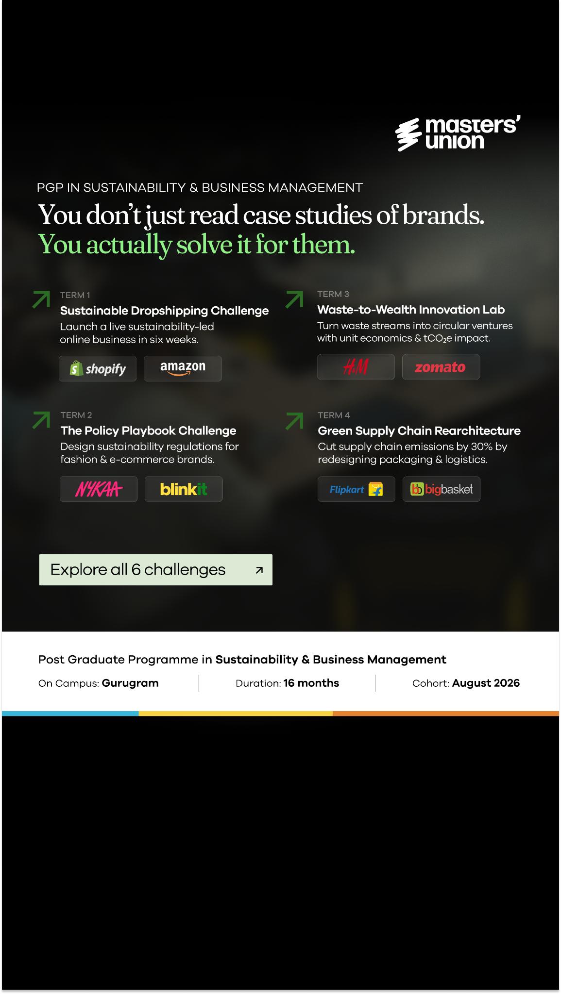 Masters' Union PGP in Sustainability & Business Management Facebook ad