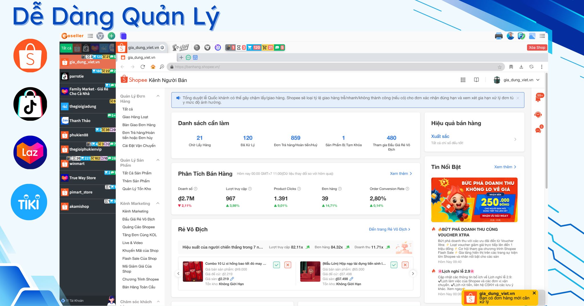 ShopeeLike Facebook ad: Bán nhiều tài khoản trên Shopee, Lazada hay…