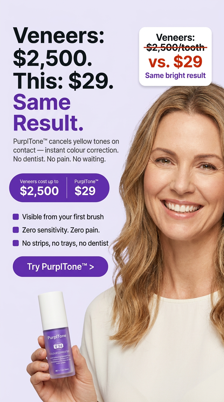 PurplTone Facebook ad: The Veneer Look. Without The Veneer Bill.