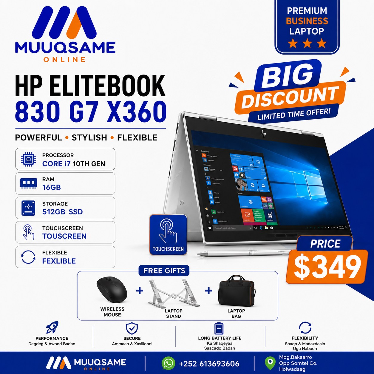 MuuQsame Tech Facebook ad: BIG DISCOUNT, HP ELITEBOOK & HP ELITEONE SERIES