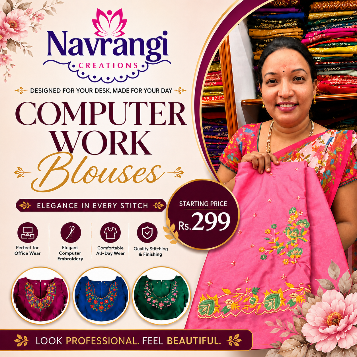 Navrangi Creations Facebook ad: Visit our Kothapet Store today