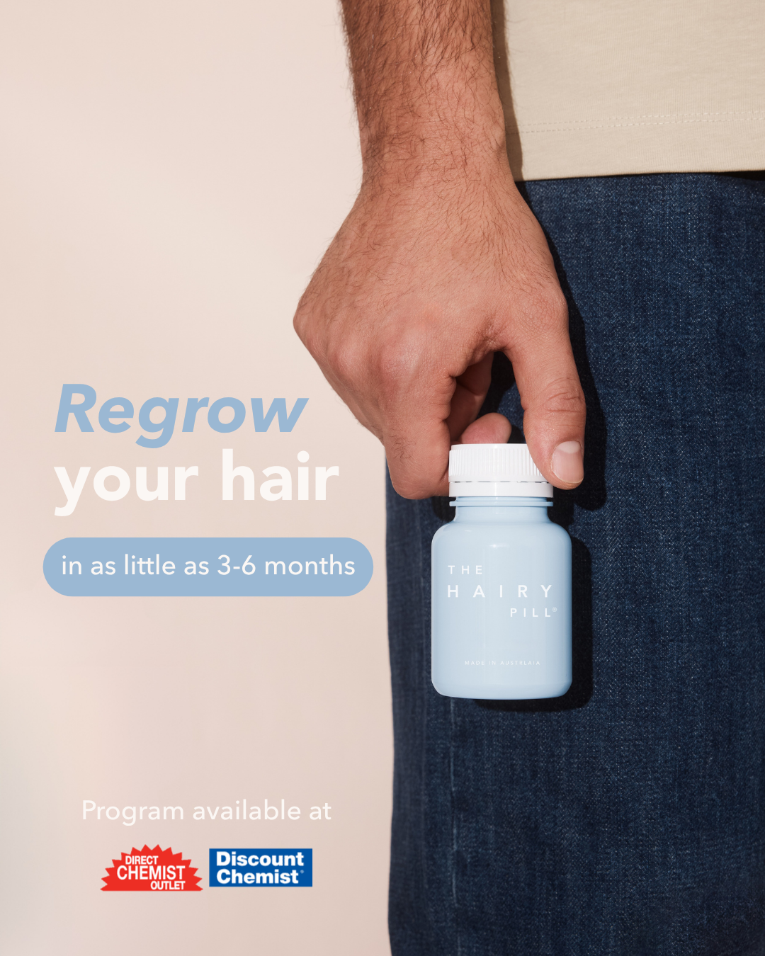 The Hairy Pill Facebook ad: Get started today