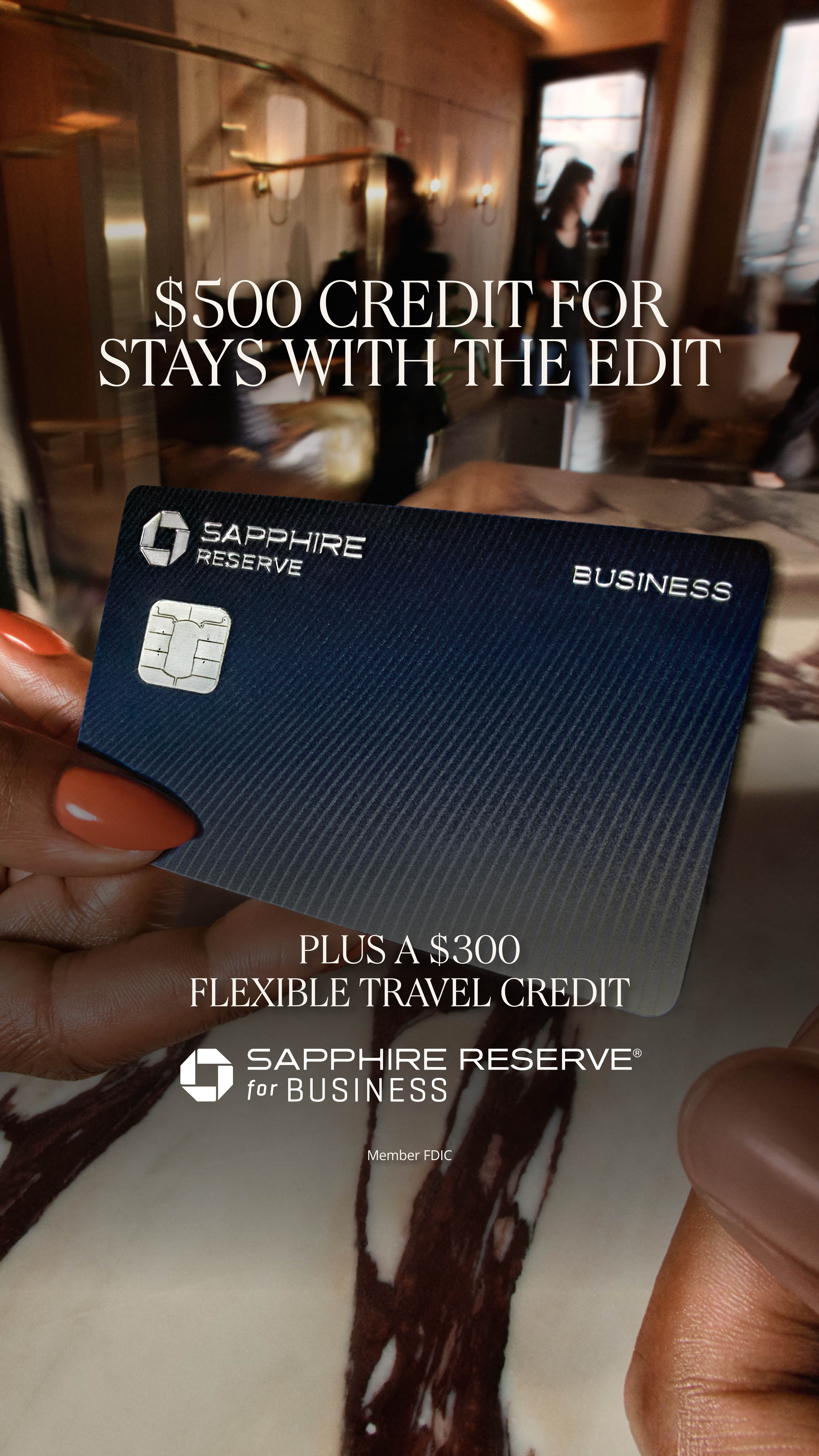 Chase Sapphire Facebook ad: Turn business travel into bold rewards.