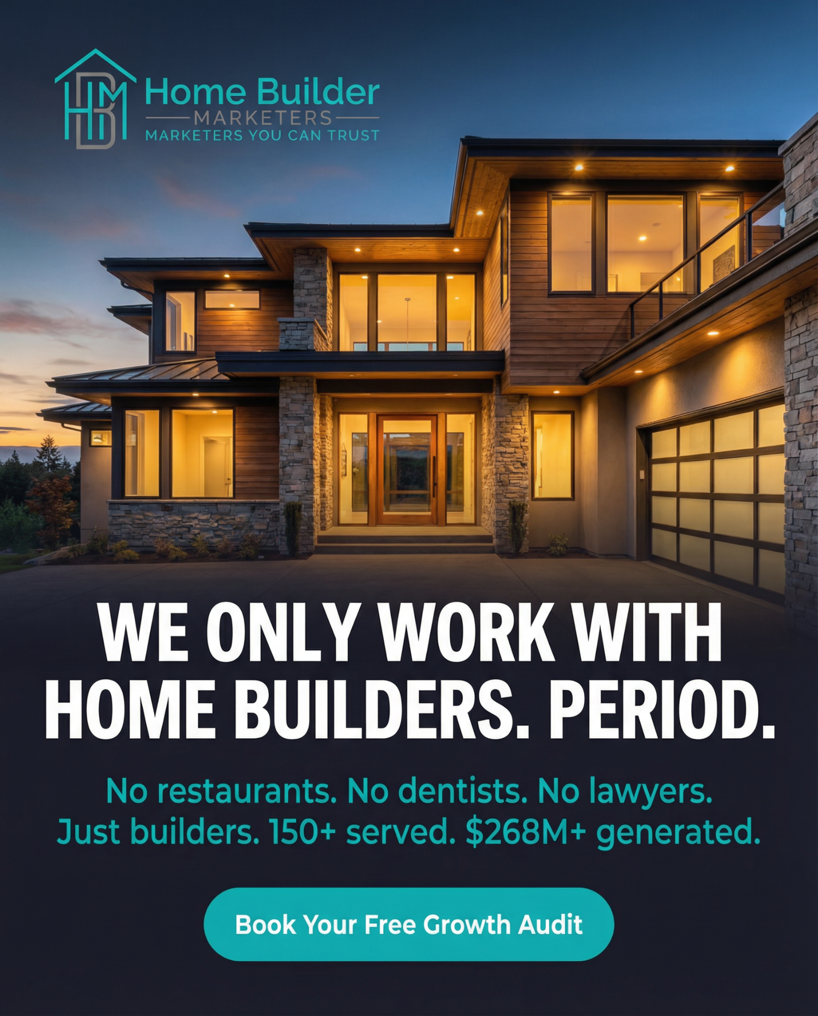 Home Builder Marketers Facebook ad: We ONLY work with home builders.