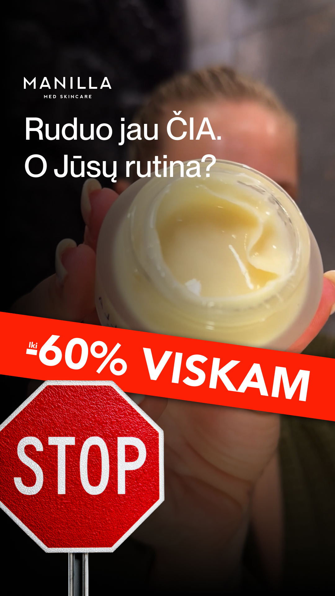 Manilla Facebook ad: Iki -60% visam asortimentui