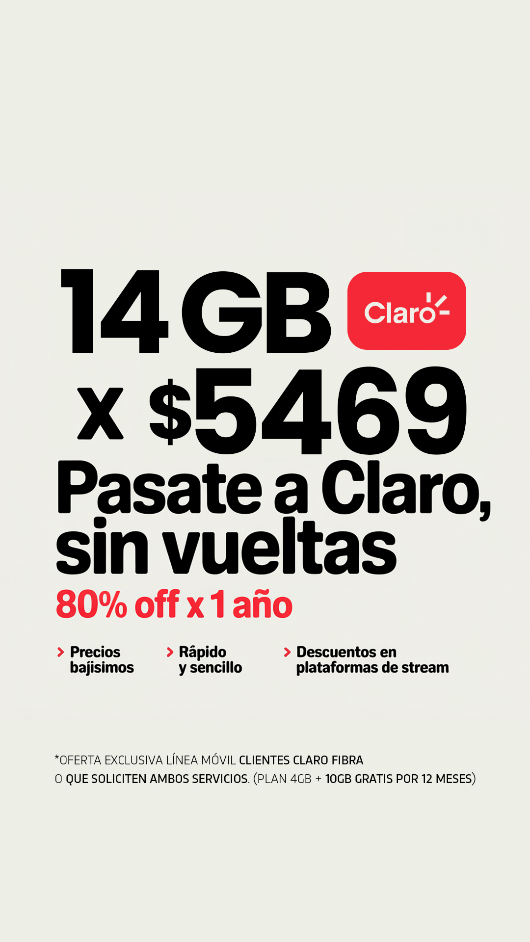InfinitCom - Agente Facebook ad: Pasate a Claro, hasta 80% OFF
