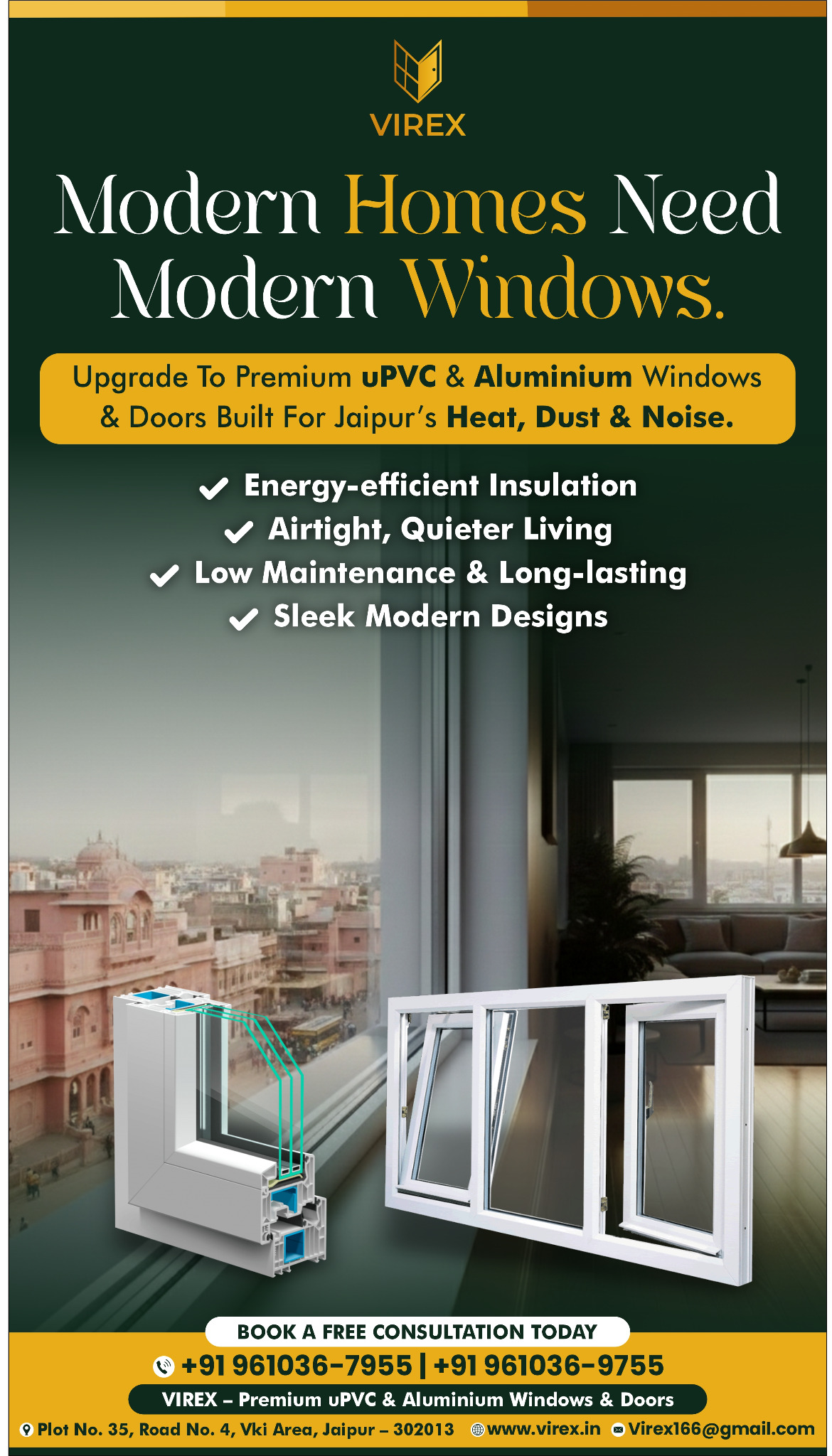 VIREX Upvc & Aluminium Solutions Facebook ad from Jan 12, 2026