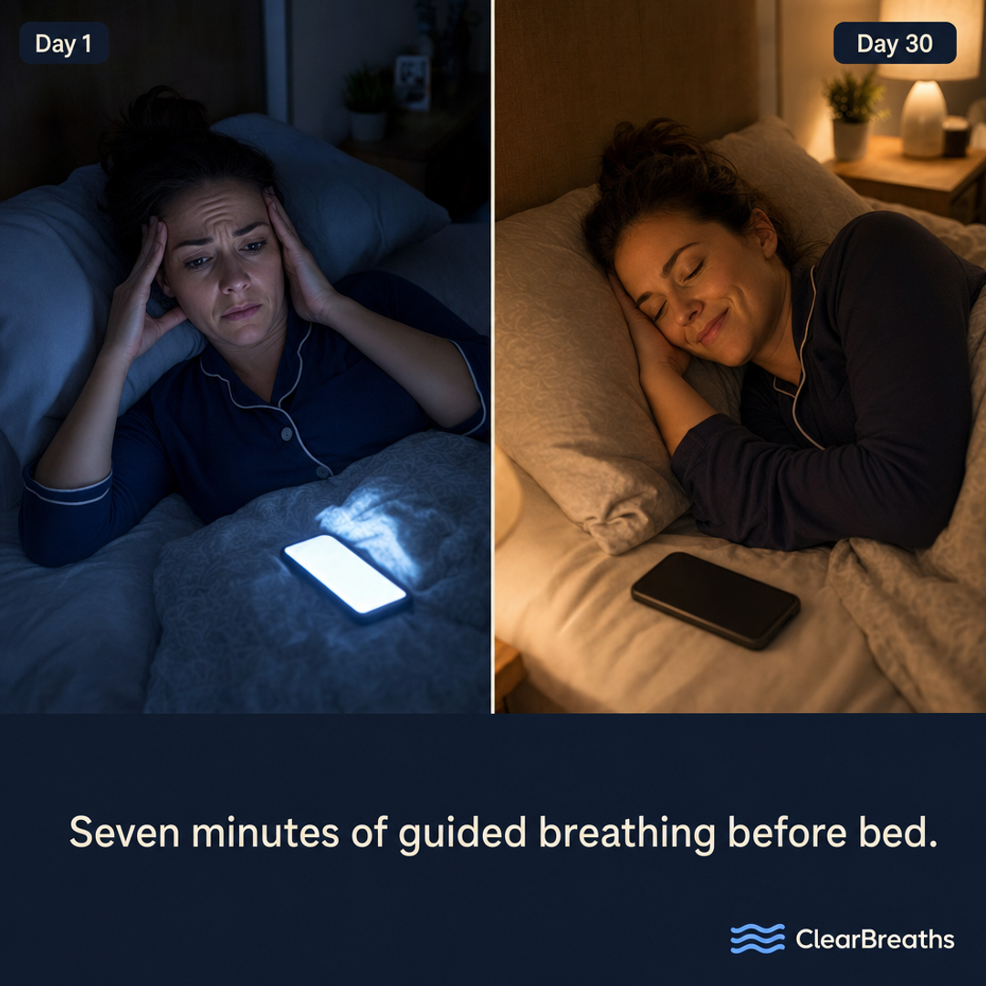 ClearBreaths Facebook ad: From wired to asleep in 30 days