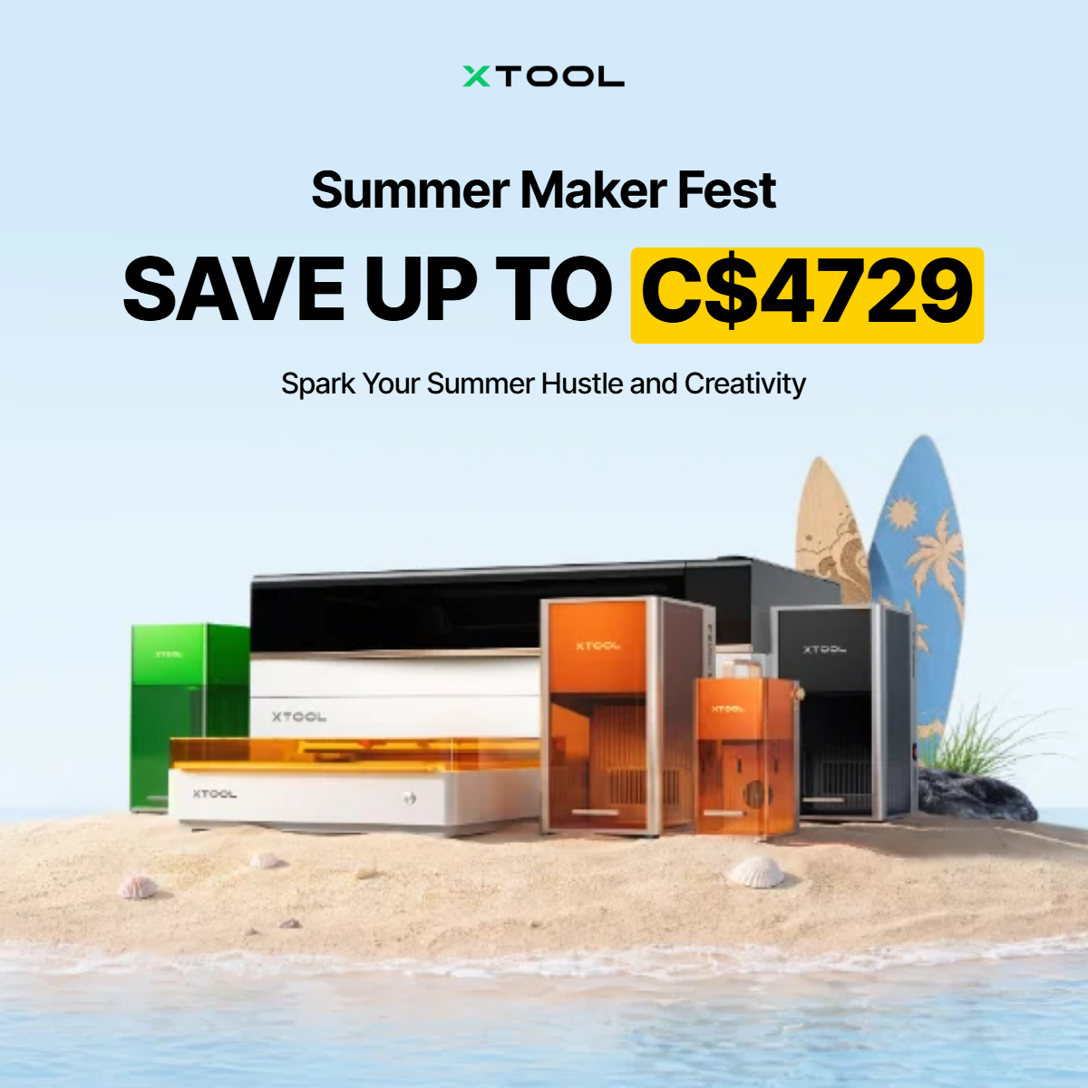 xTool Facebook ad: Save Up to C$4,729 This Summer Sale