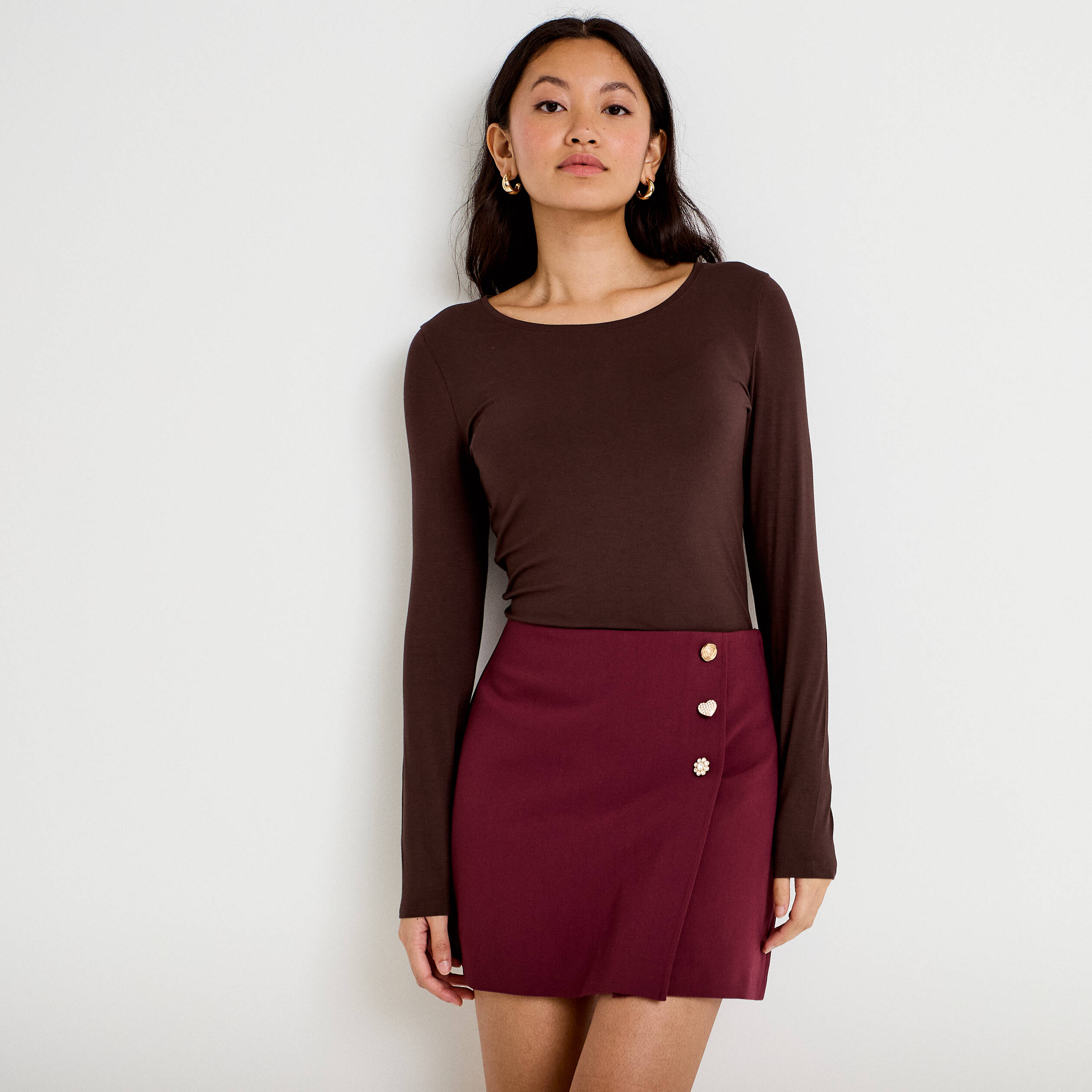 Cache Cache Facebook ad: Pull ample col rond manches longues bleu electrique femme