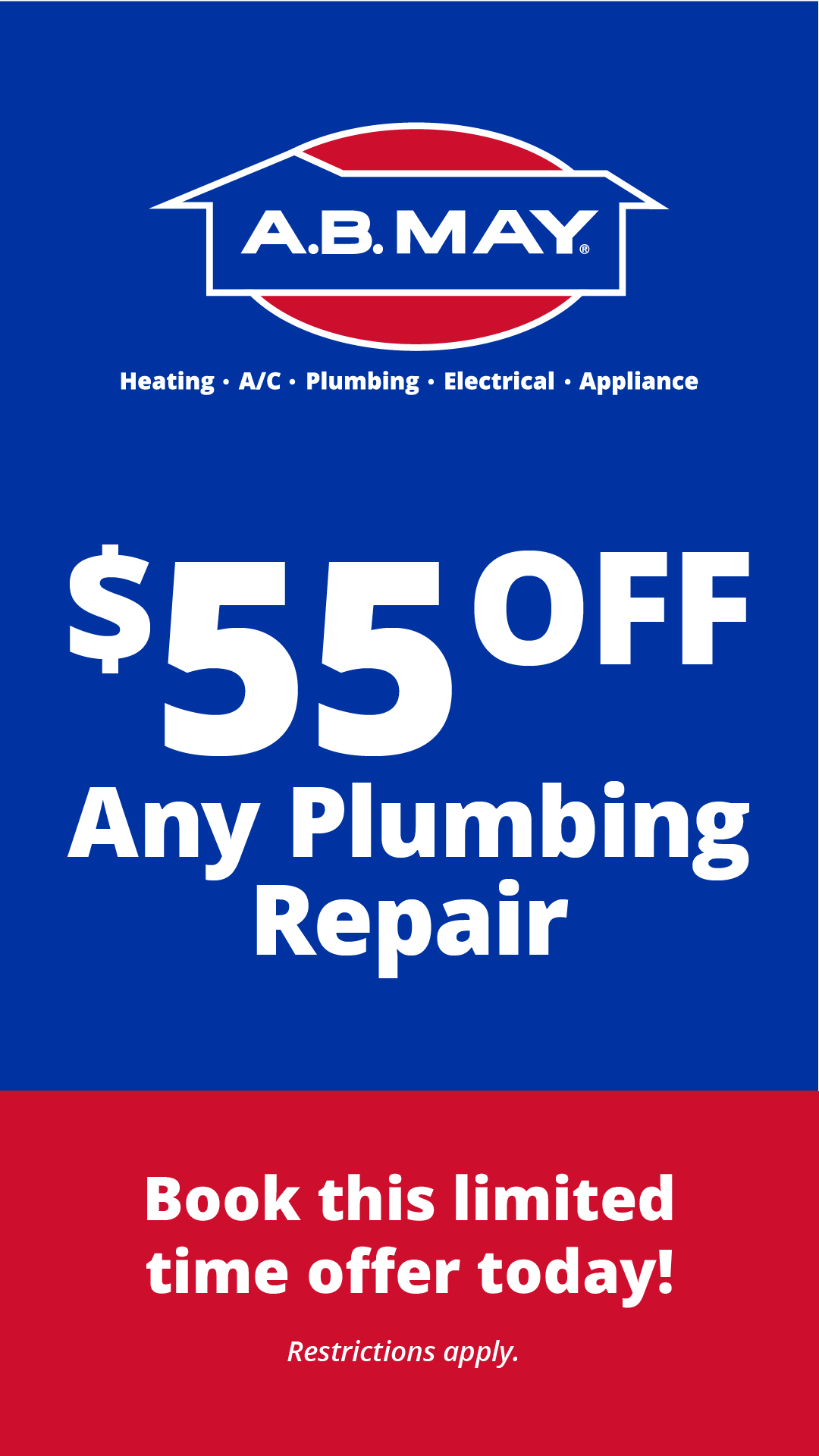 A.B. May Heating, A/C, Plumbing & Electrical Facebook ad