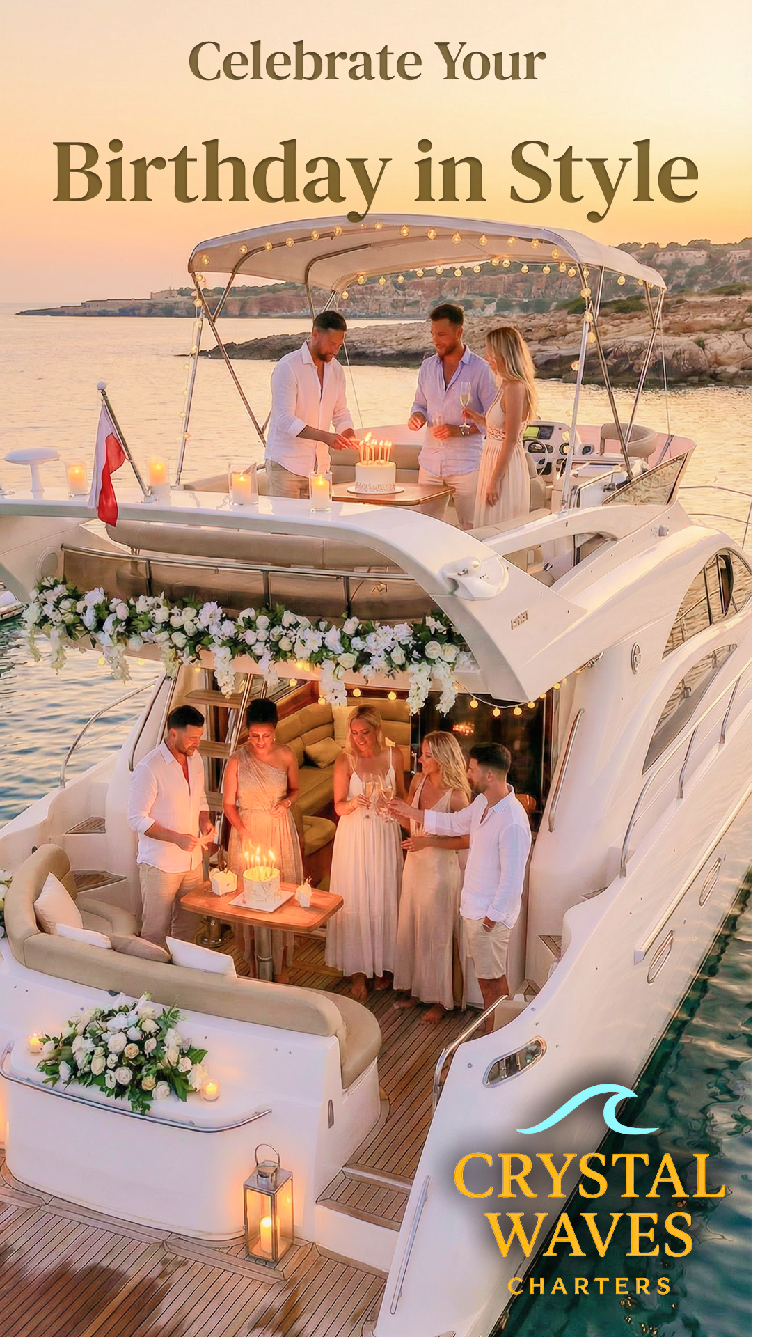 Crystal Waves Charters Facebook ad from Jun 11, 2026
