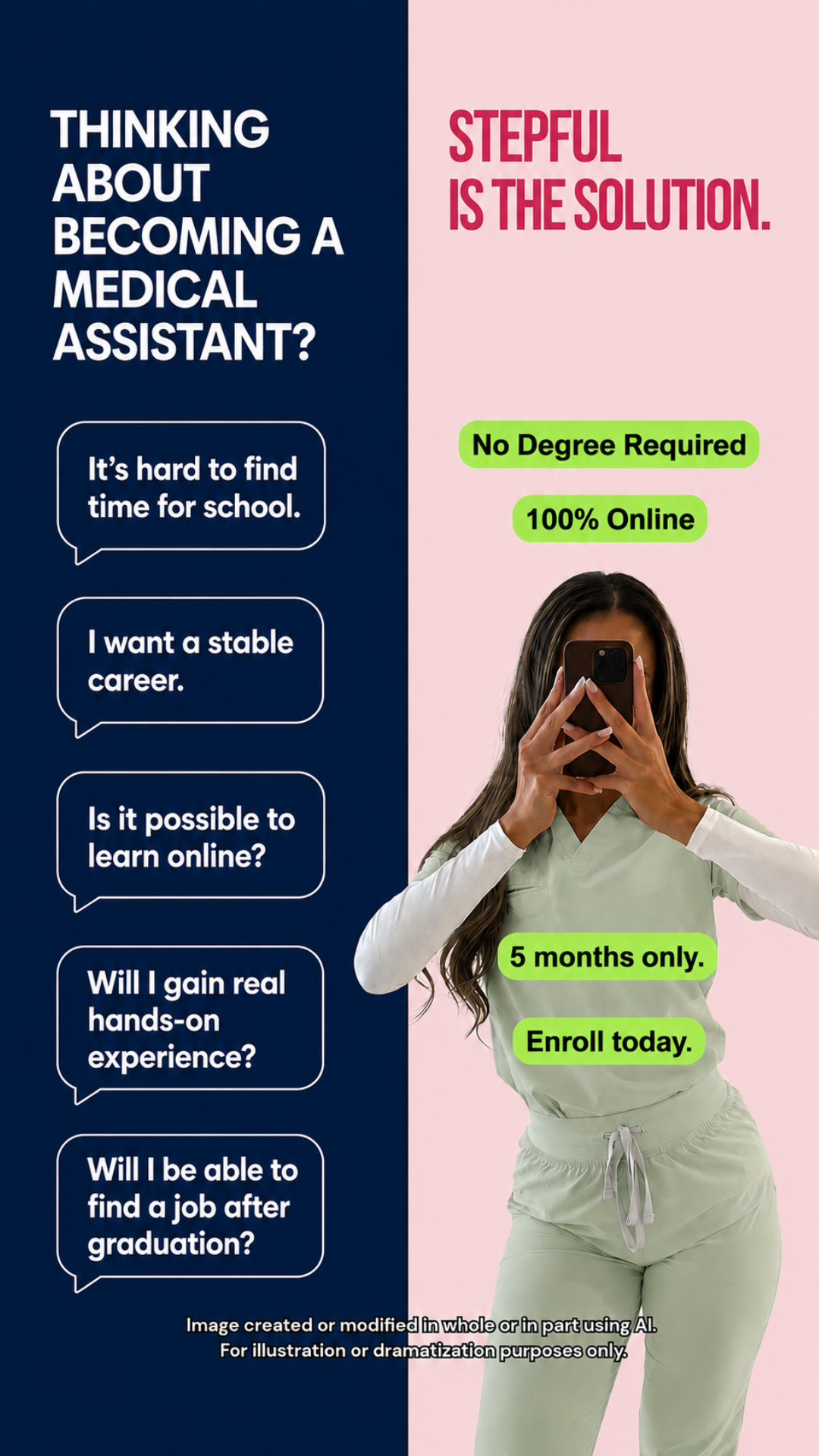 Stepful Facebook ad: Become a Medical Assistant Around Your Life