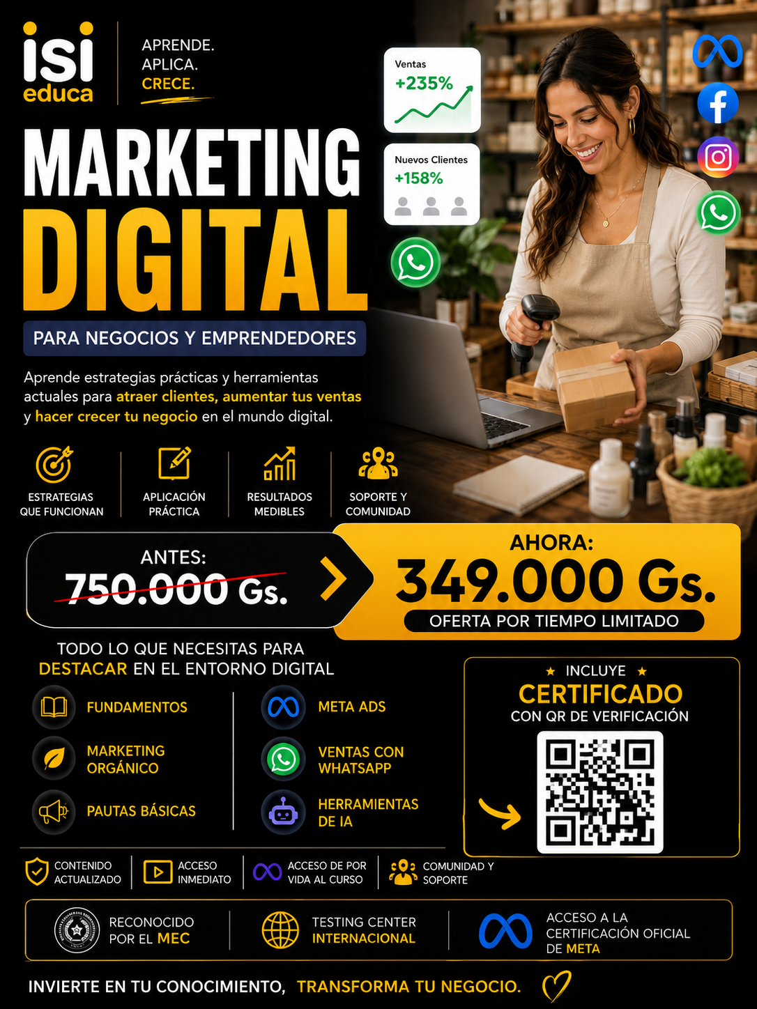 ISI Educa Facebook ad: Vendé más con Marketing Digital