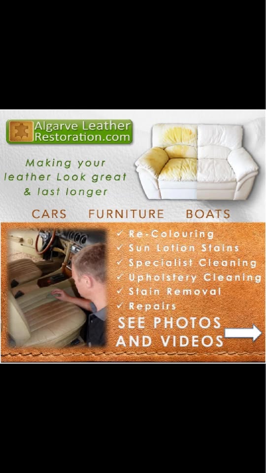 Algarve Leather Restoration Specialist Facebook ad: Our range of leather,vinyl and fabric services will…