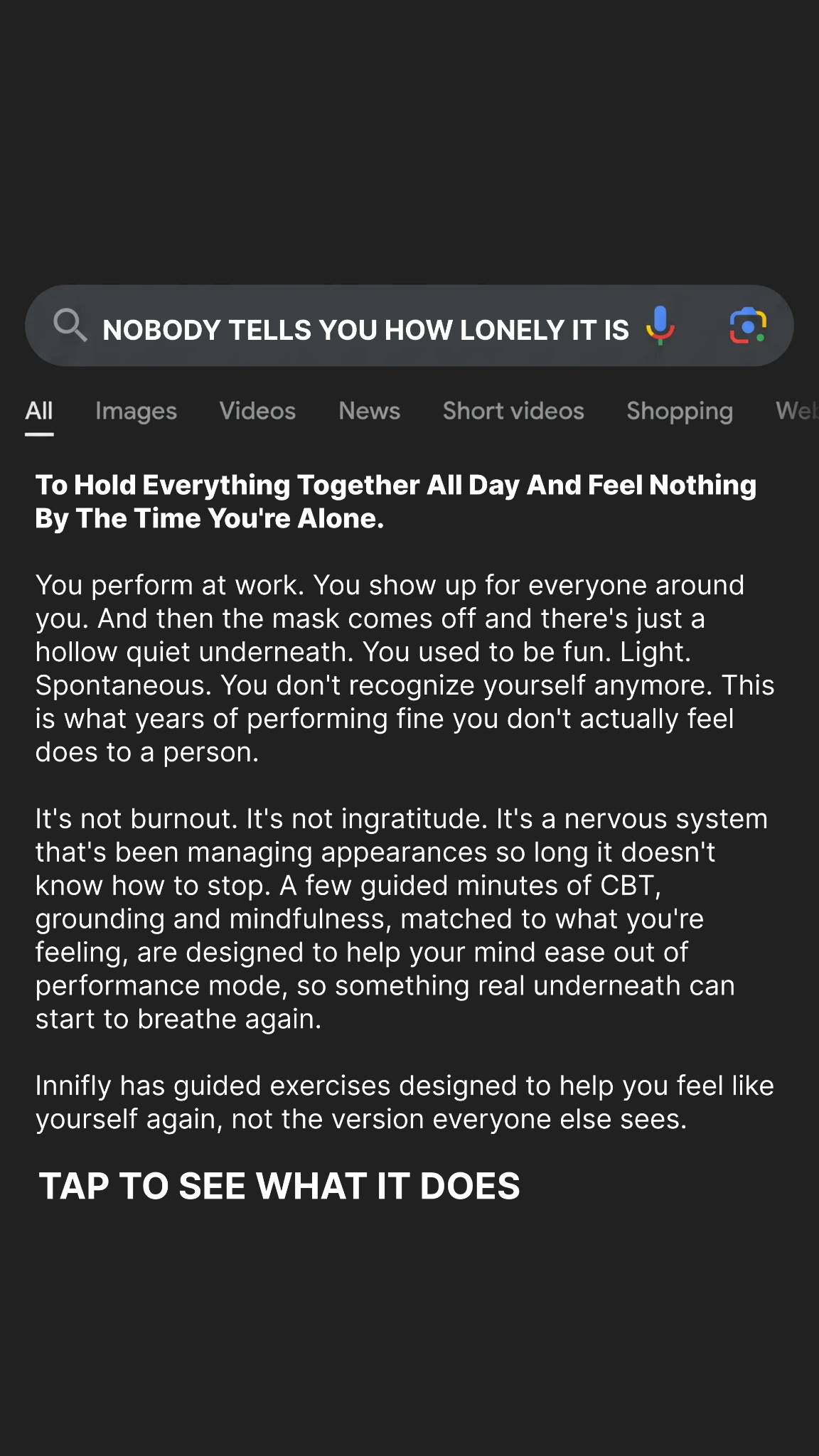 Innifly: Begin Your Self-Discovery Facebook ad: Try it now --->