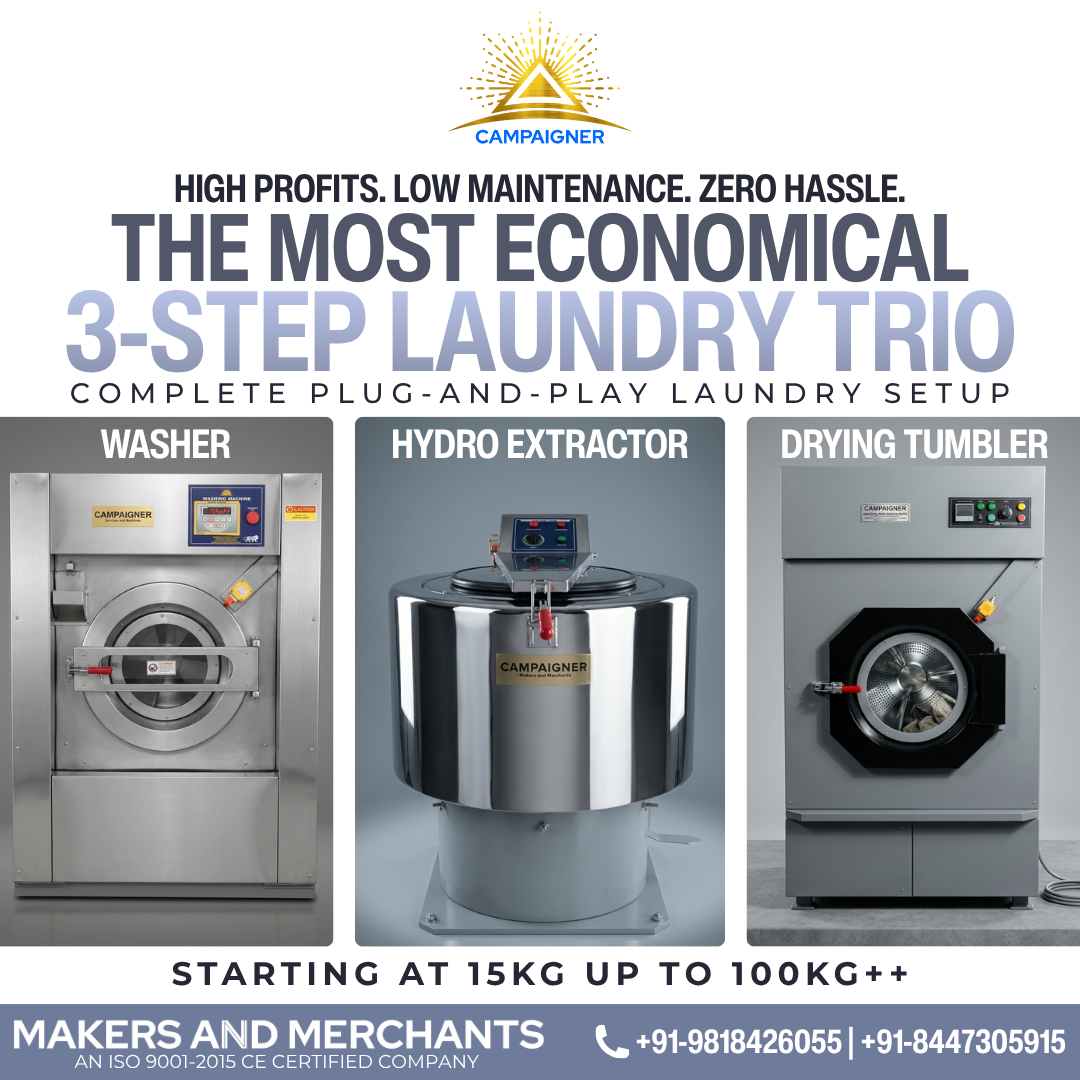 Campaigner laundry machines Facebook ad: Low Maintenance. High Profit. (15kg to 100kg+)