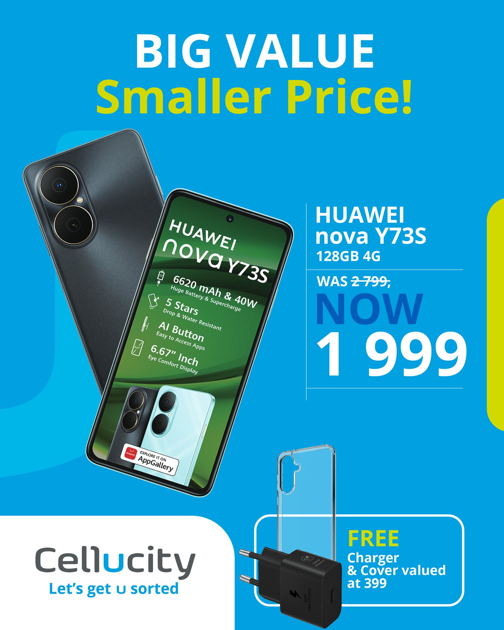 Cellucity Facebook ad: HUAWEI nova Y73s 4G (128GB + 8GB) | Cellucity