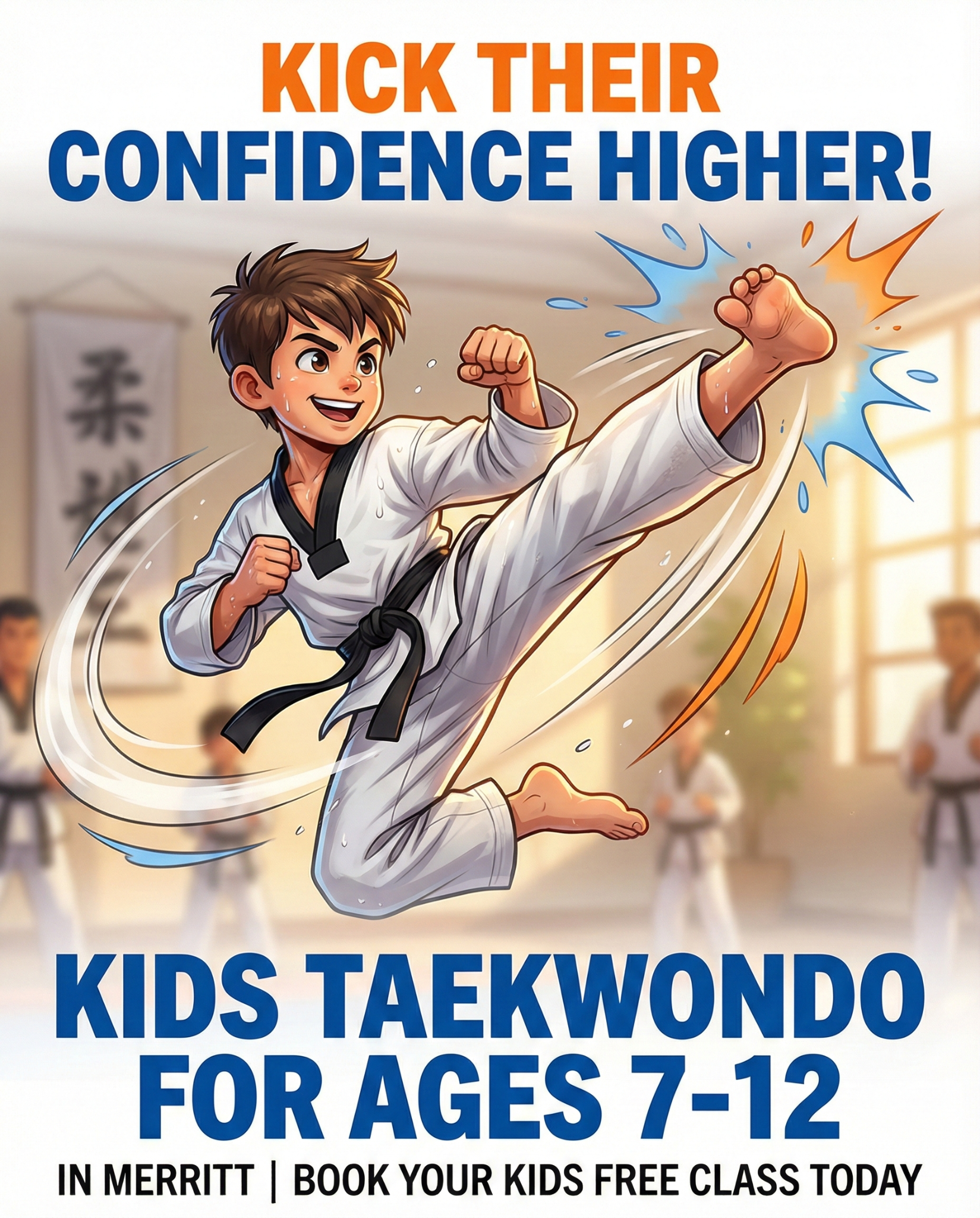 Baek’s Taekwondo Academy Facebook ad: Free Kids Taekwondo Class in Merritt