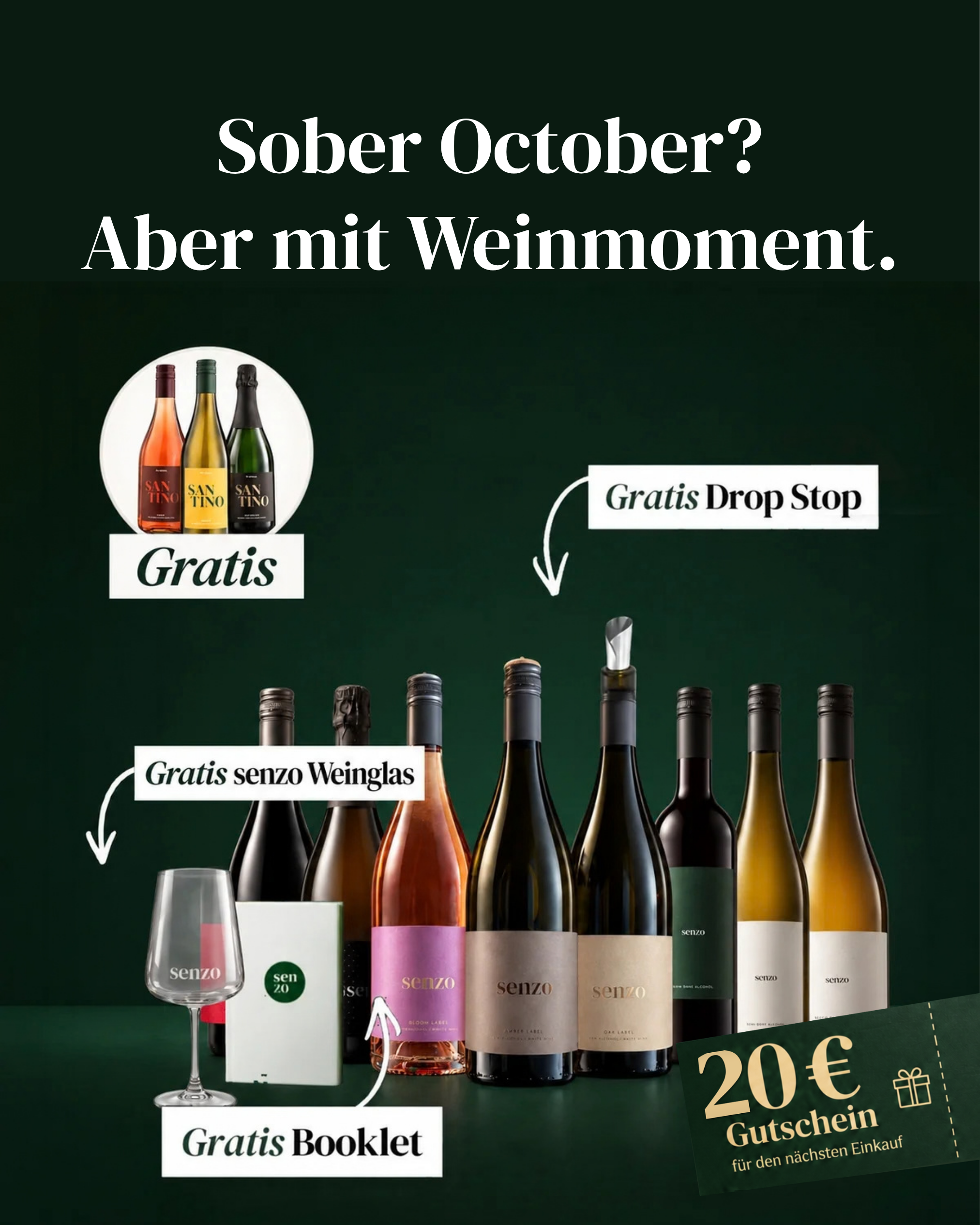 Senzo Facebook ad: 100% Wein, 0,0% Alkohol
