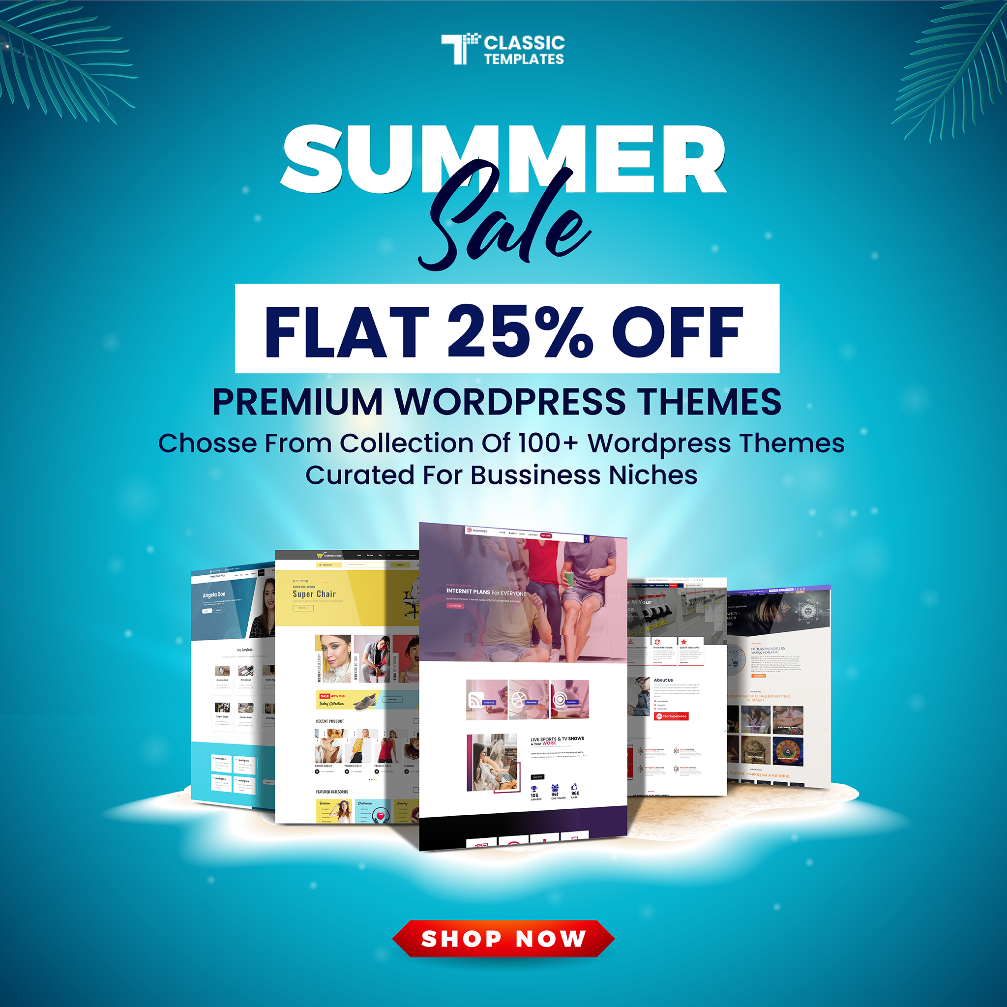 Classic Templates Facebook ad: Summer Sale, 25% Off