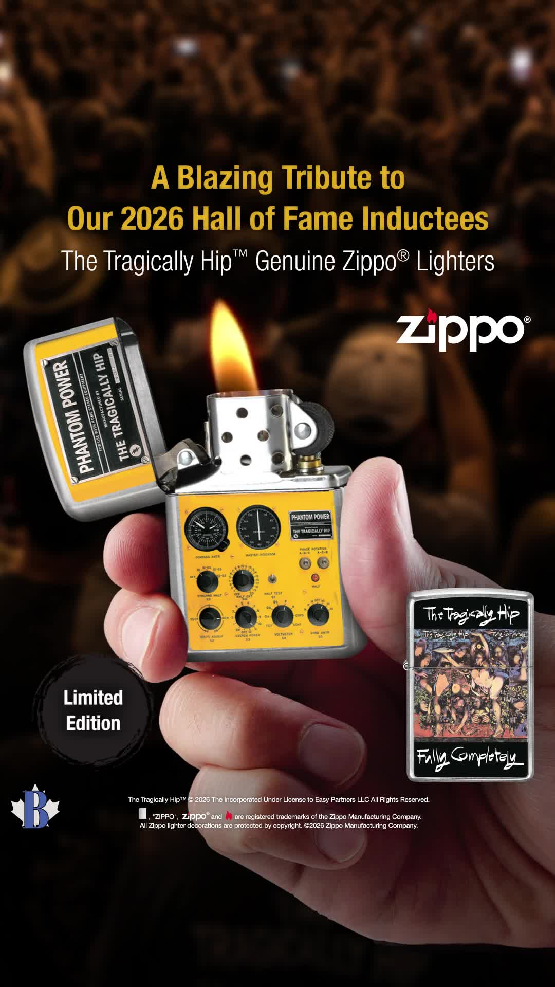 The Bradford Exchange Canada Facebook ad: The Tragically Hip Zippo Lighter Collection