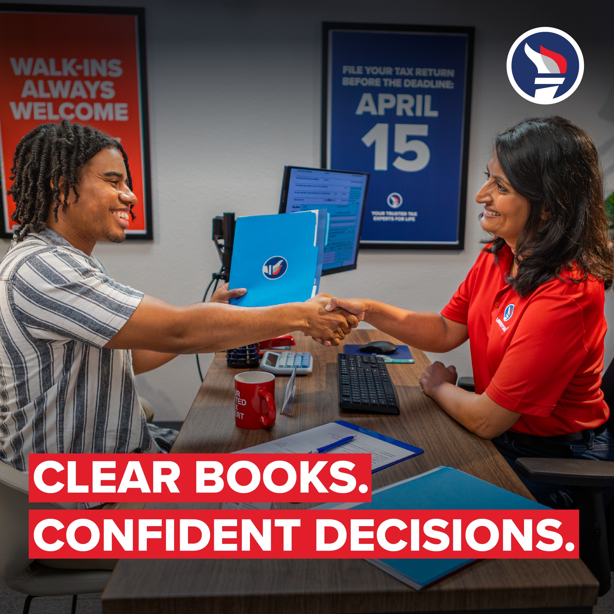 Liberty Tax Facebook ad: Clear books. Confident decisions.