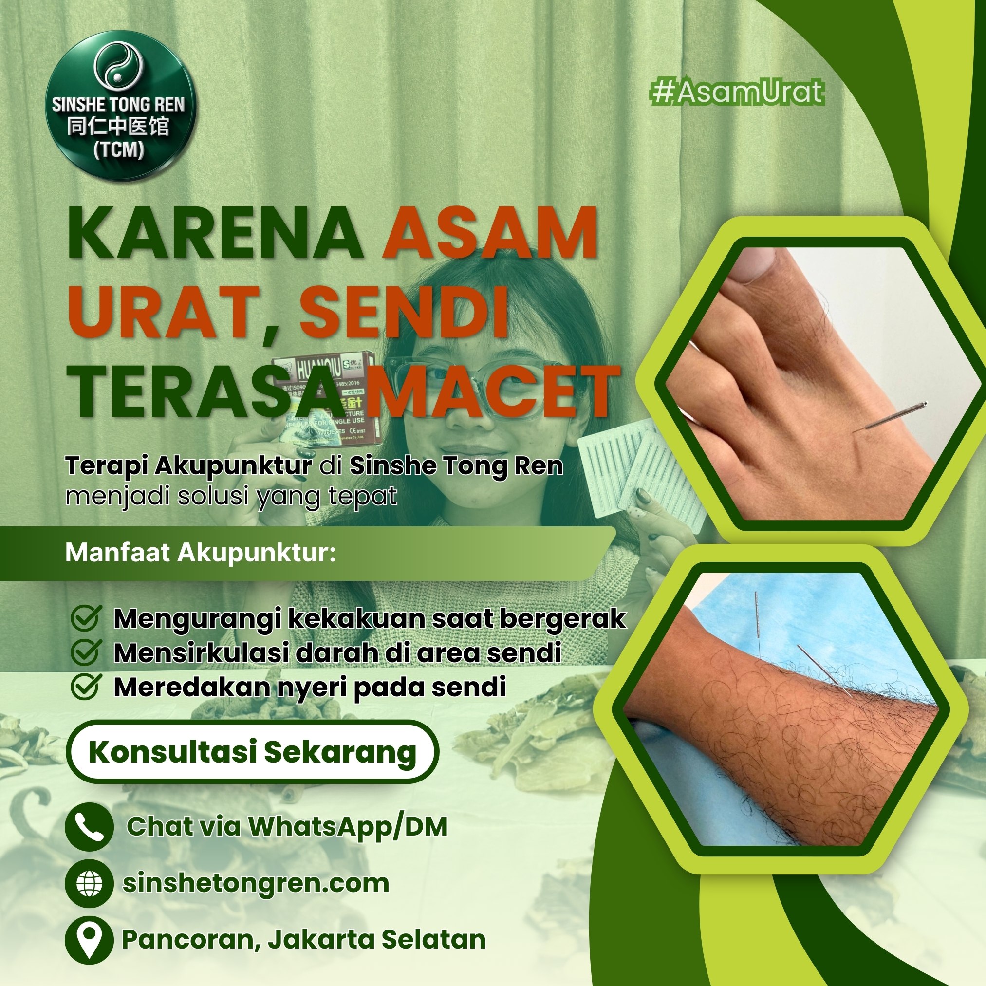 Shinse Tong Ren Holistic TCM Facebook ad: Asam Urat Bikin Sendi Terasa Macet?
