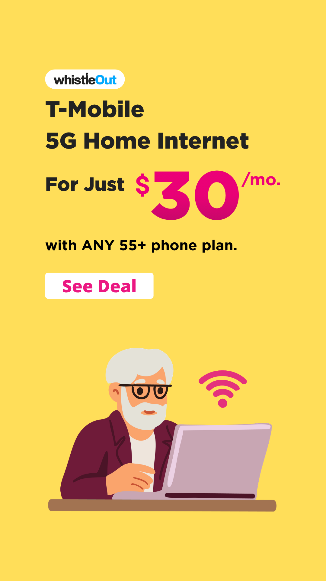 WhistleOut Facebook ad: Save Big with T-Mobile Internet