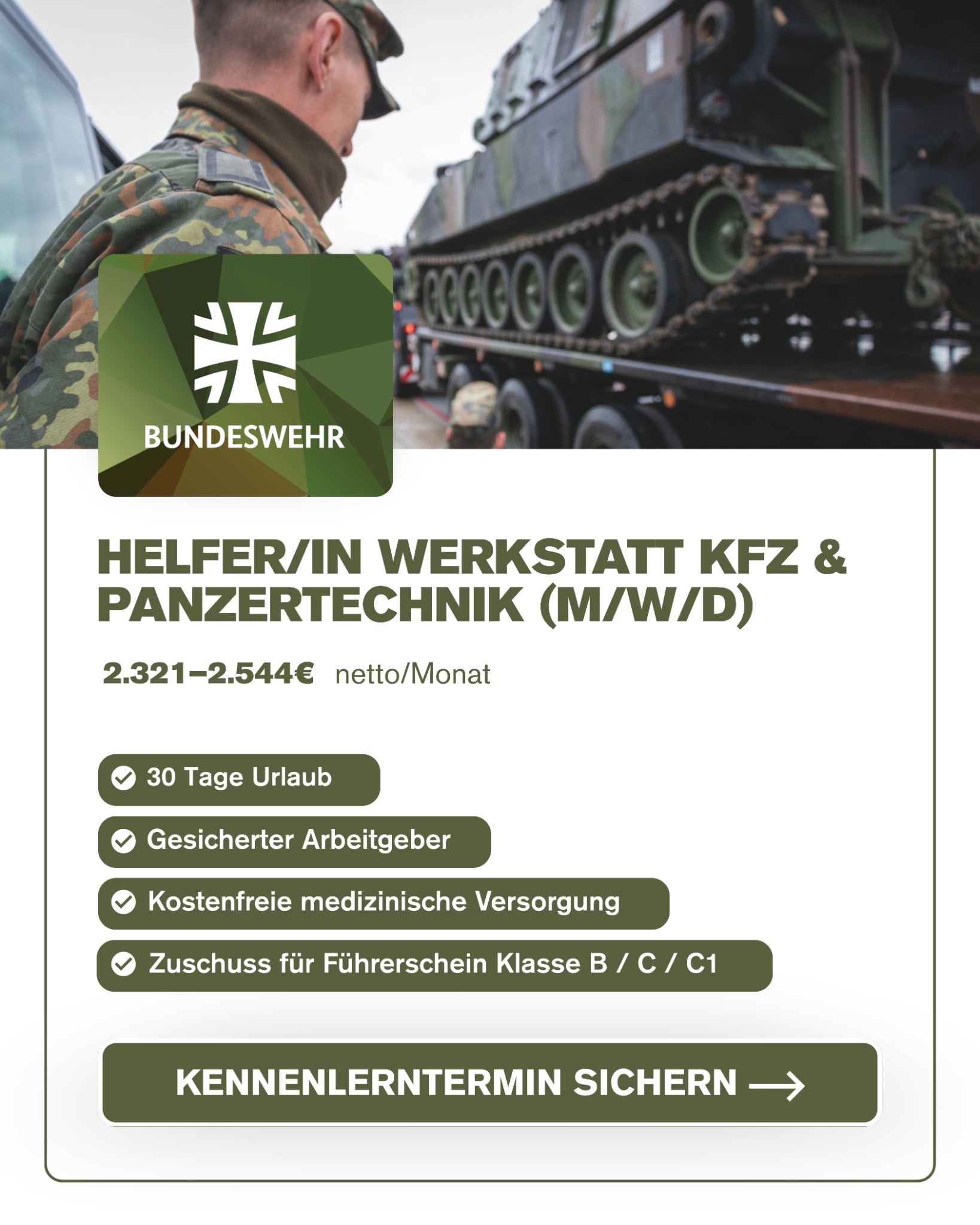 Simplejobs Facebook ad: Werkstatt-Job: 2.321-2.544 € netto