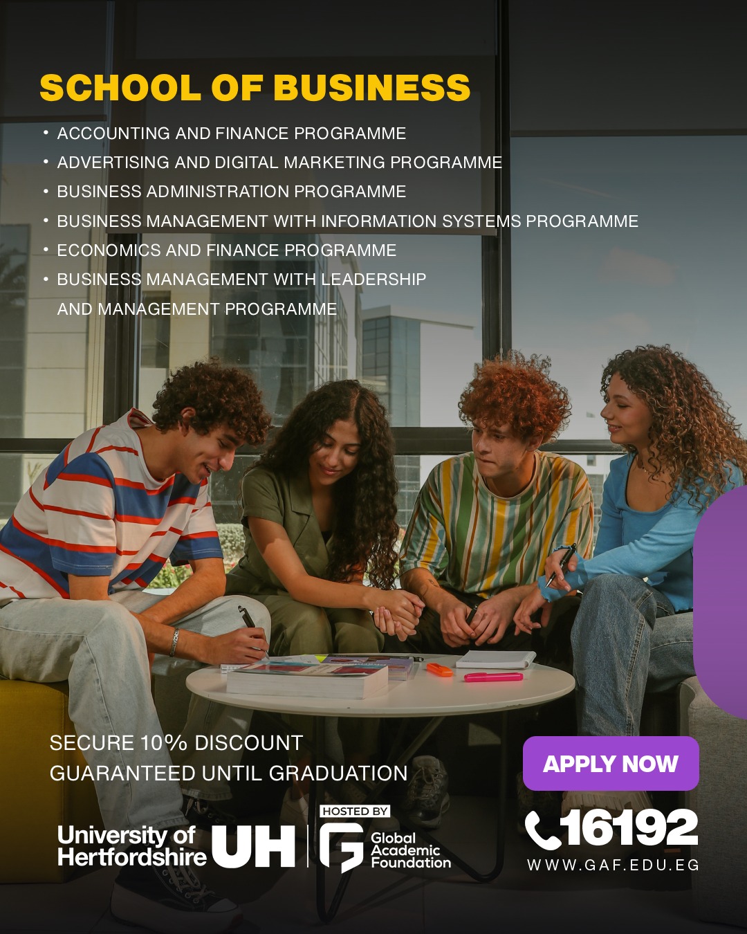 University of Hertfordshire hosted by GAF Facebook ad