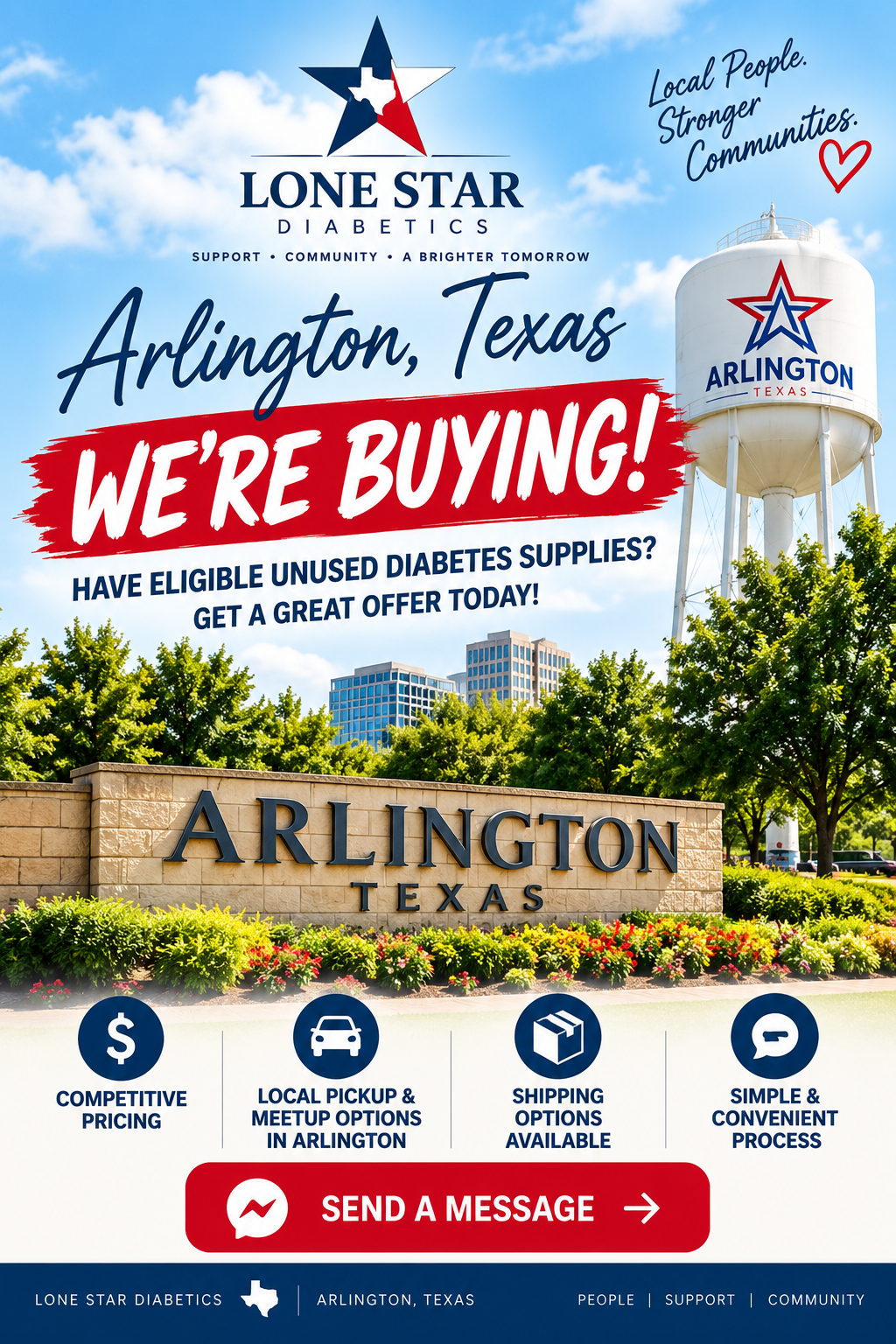 Lone Star Diabetics Facebook ad: Sell Your Diabetic Supplies Today!