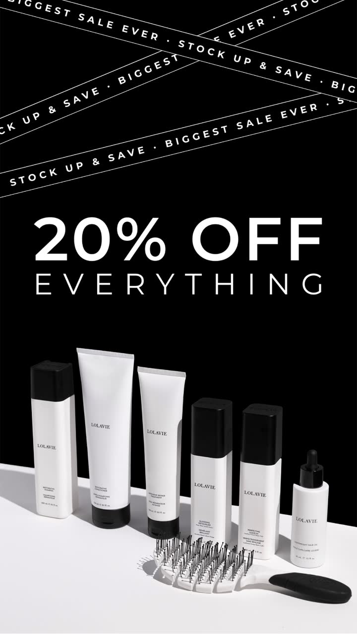 LolaVie Facebook ad: 20% OFF EVERYTHING