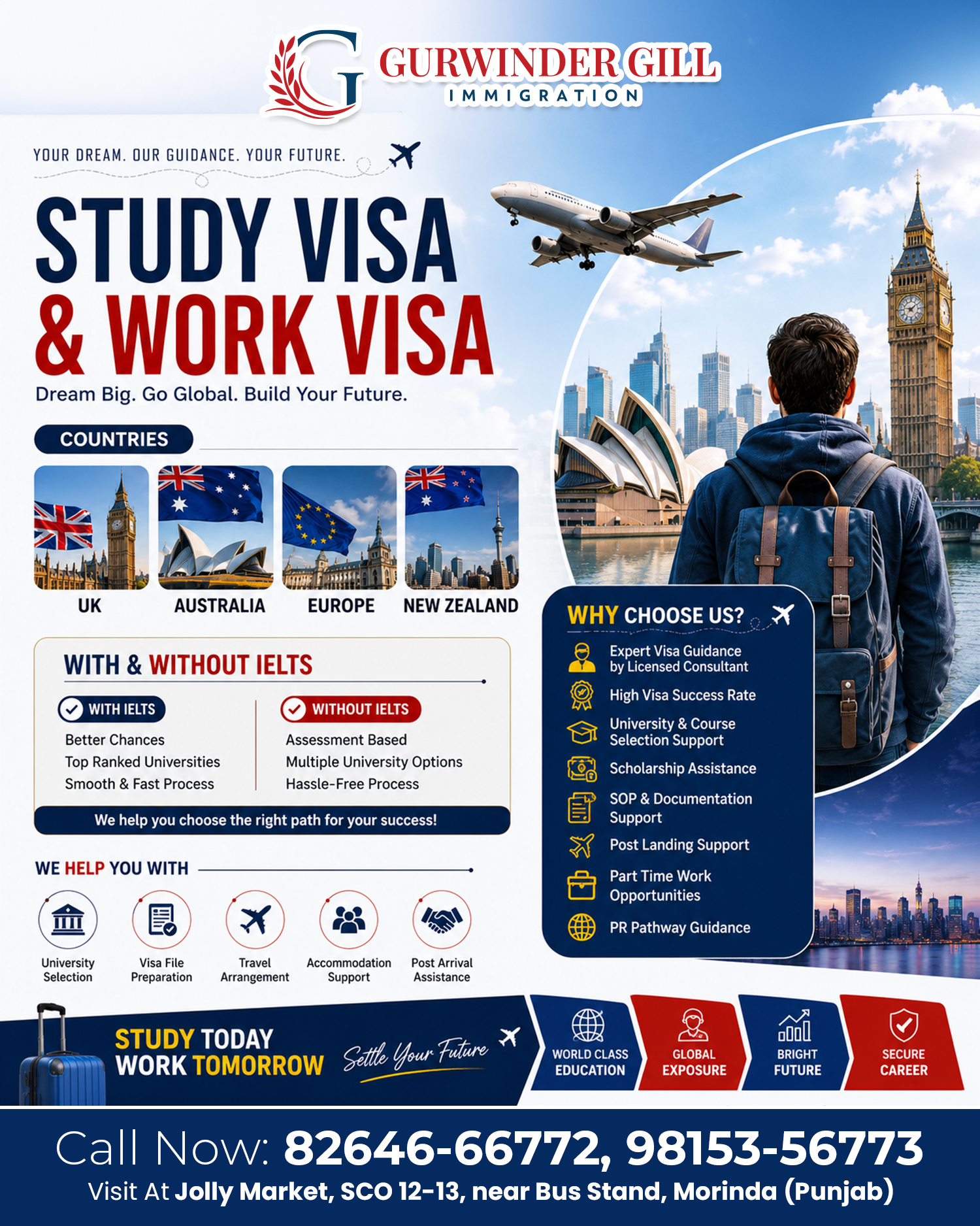 Gurwinder Gill Immigration Facebook ad: Study or Work Abroad